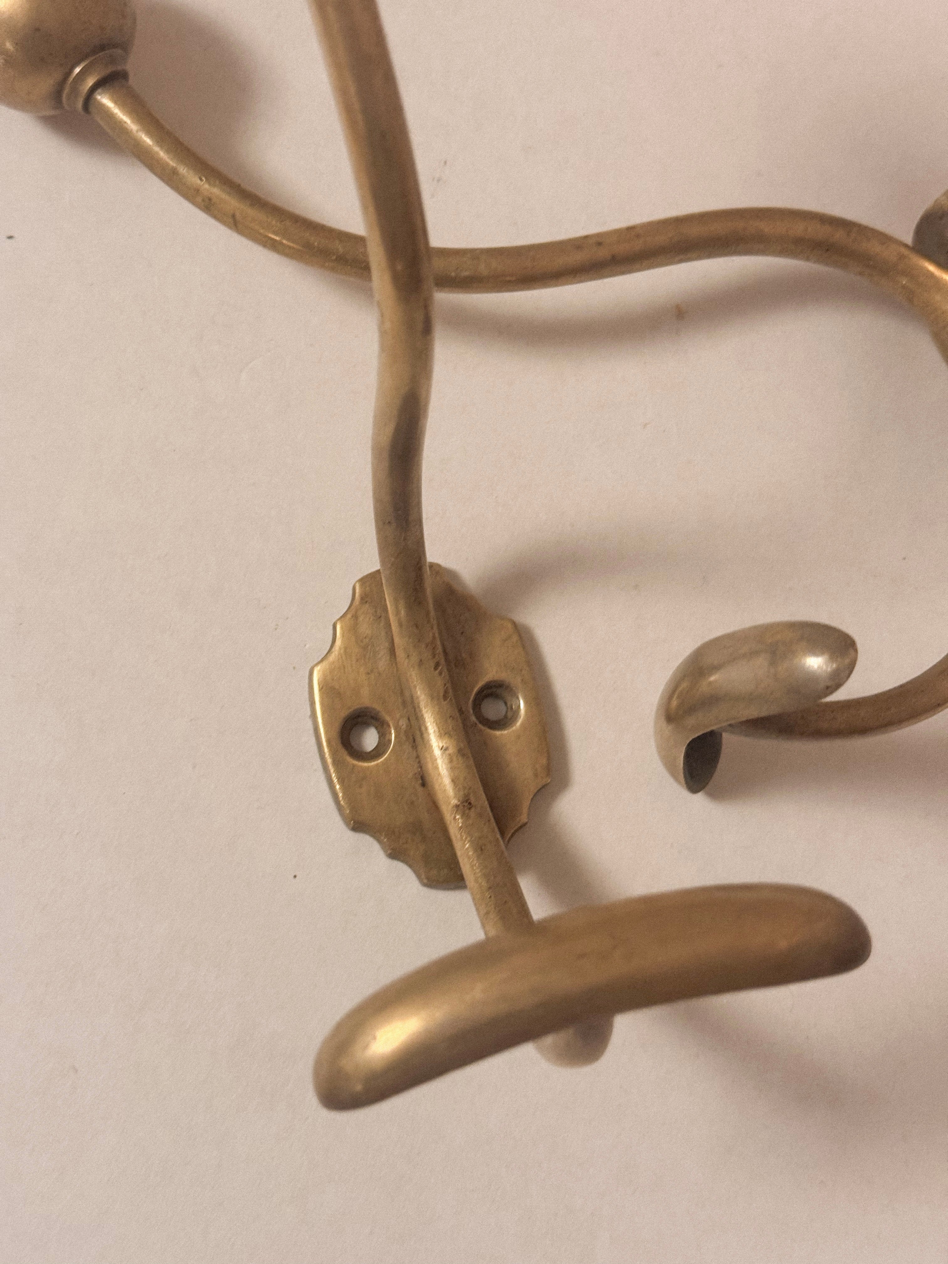 Set of 2 antique Louis Philippe brass coat hooks- 19th century