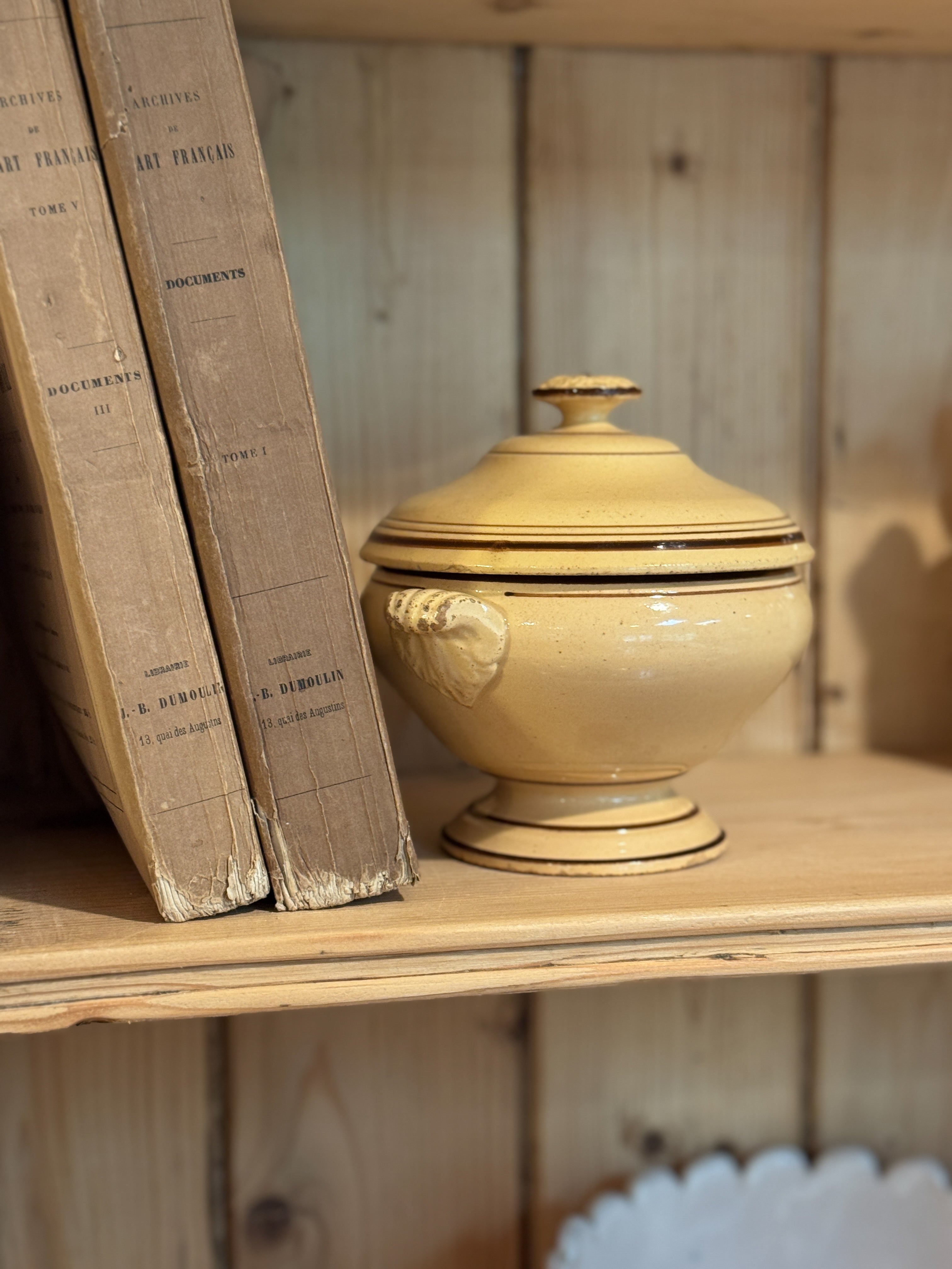 Antique French Yellow Ware Lidded Tureen, 19th c.