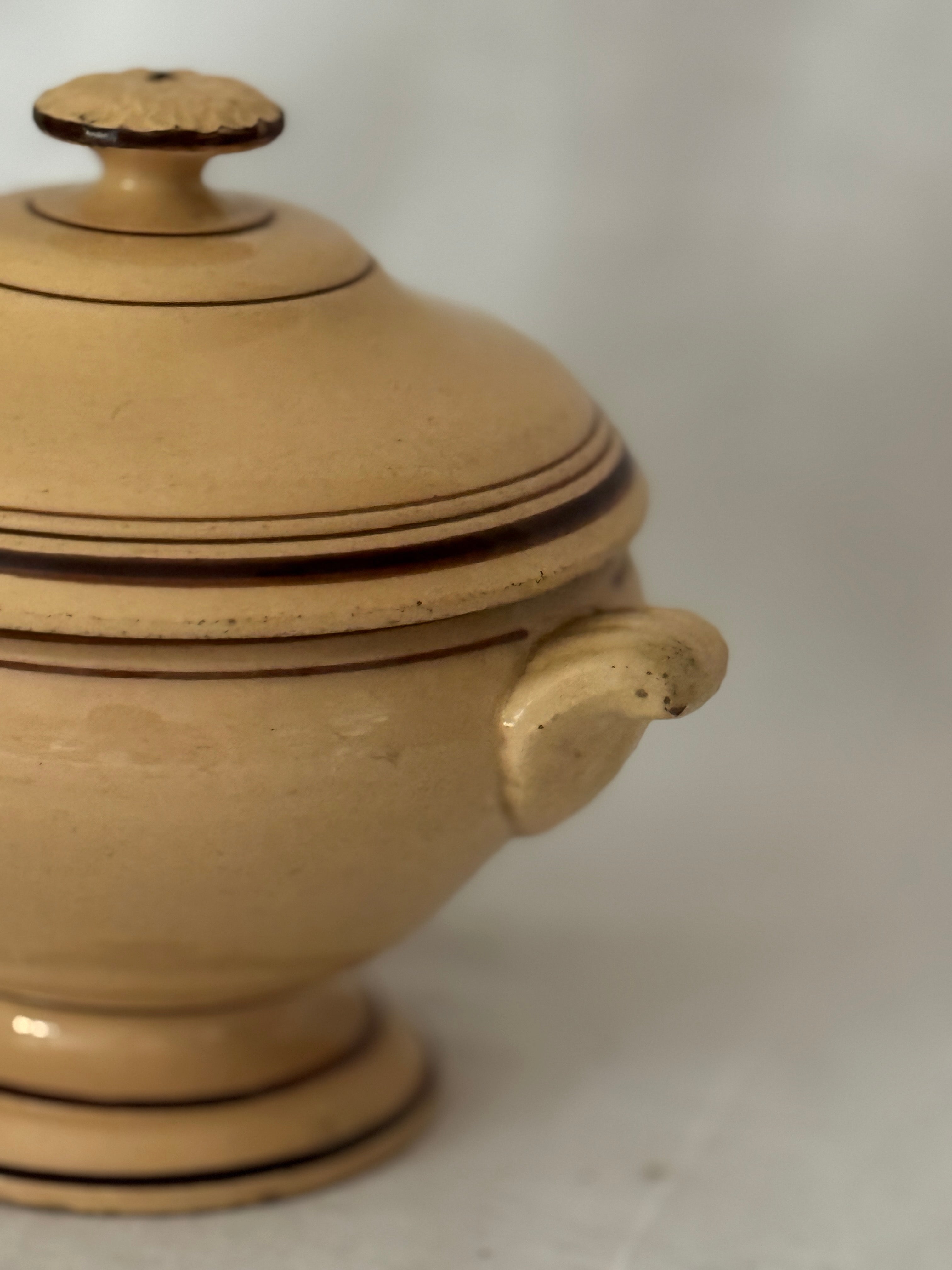 Antique French Yellow Ware Lidded Tureen, 19th c.