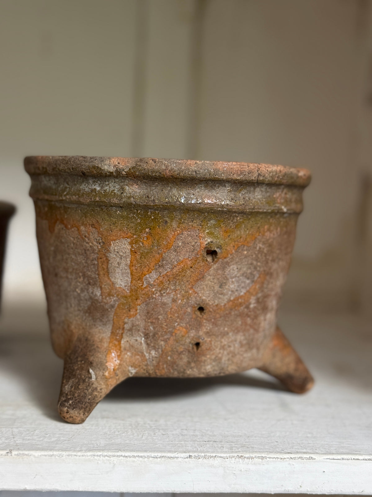 Antique French Terracotta Faisselle on Legs