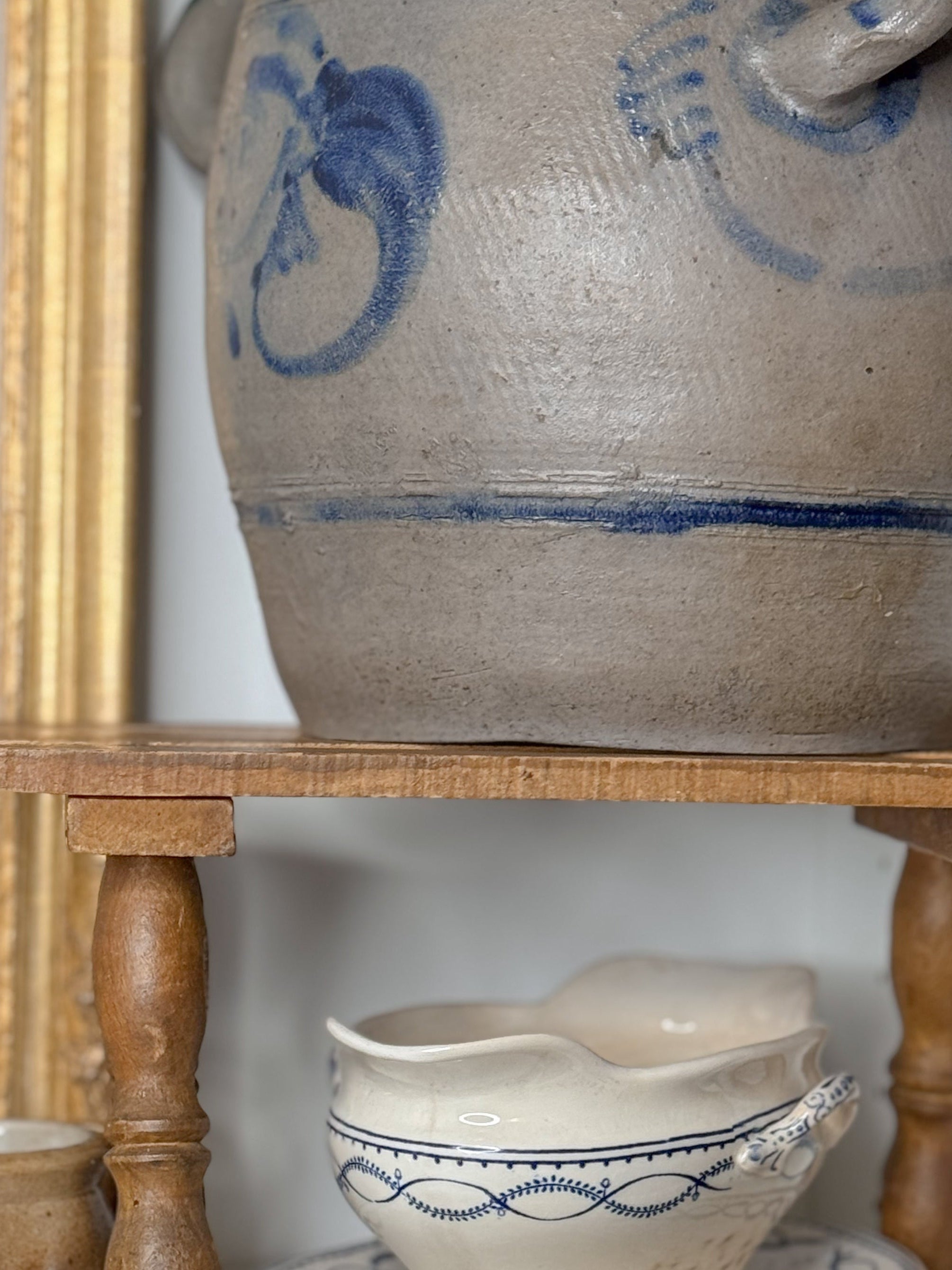 Large Antique French Salt-Glazed Stoneware Confit Pot