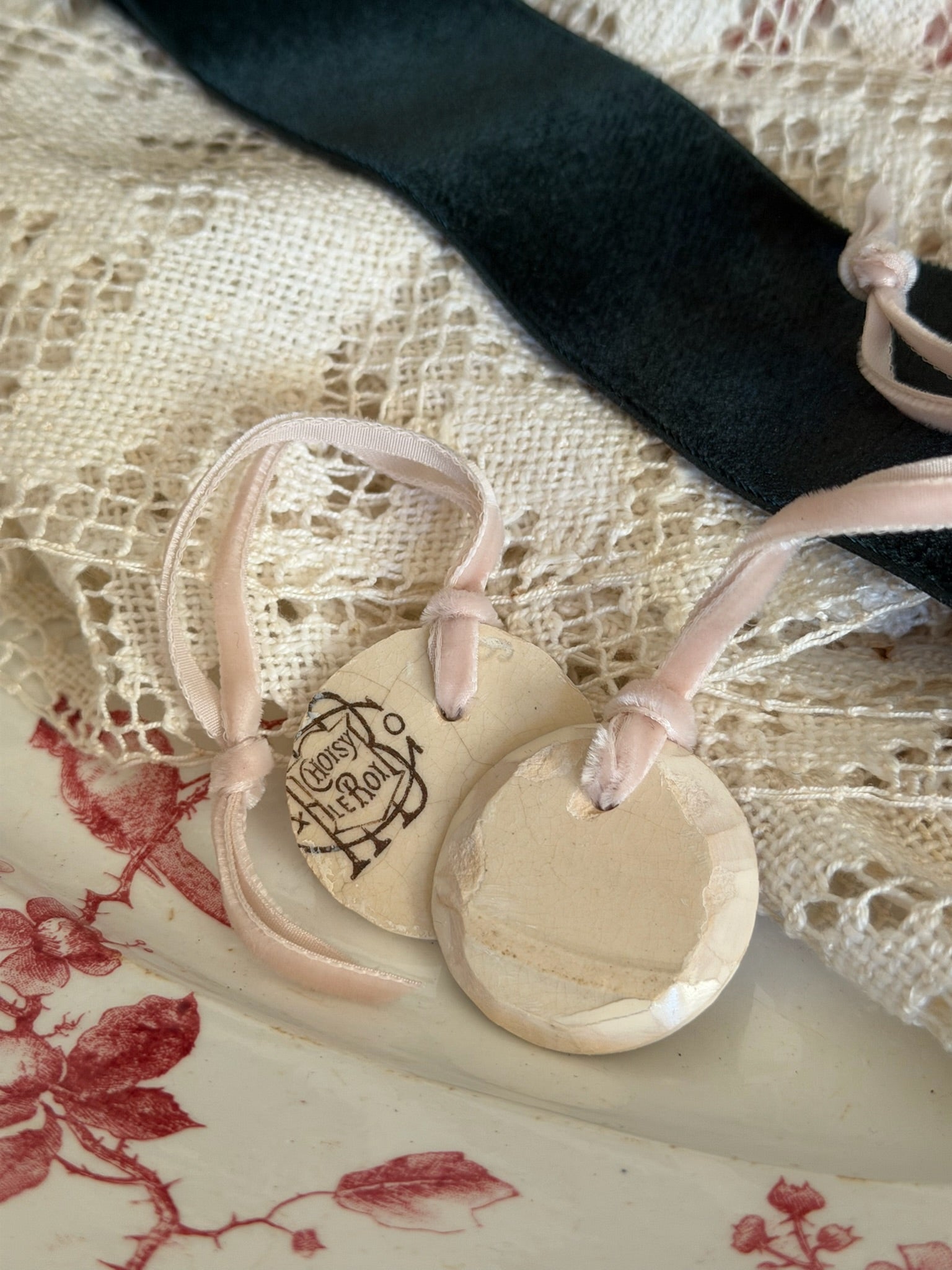 Antique plate fragment ornament - small