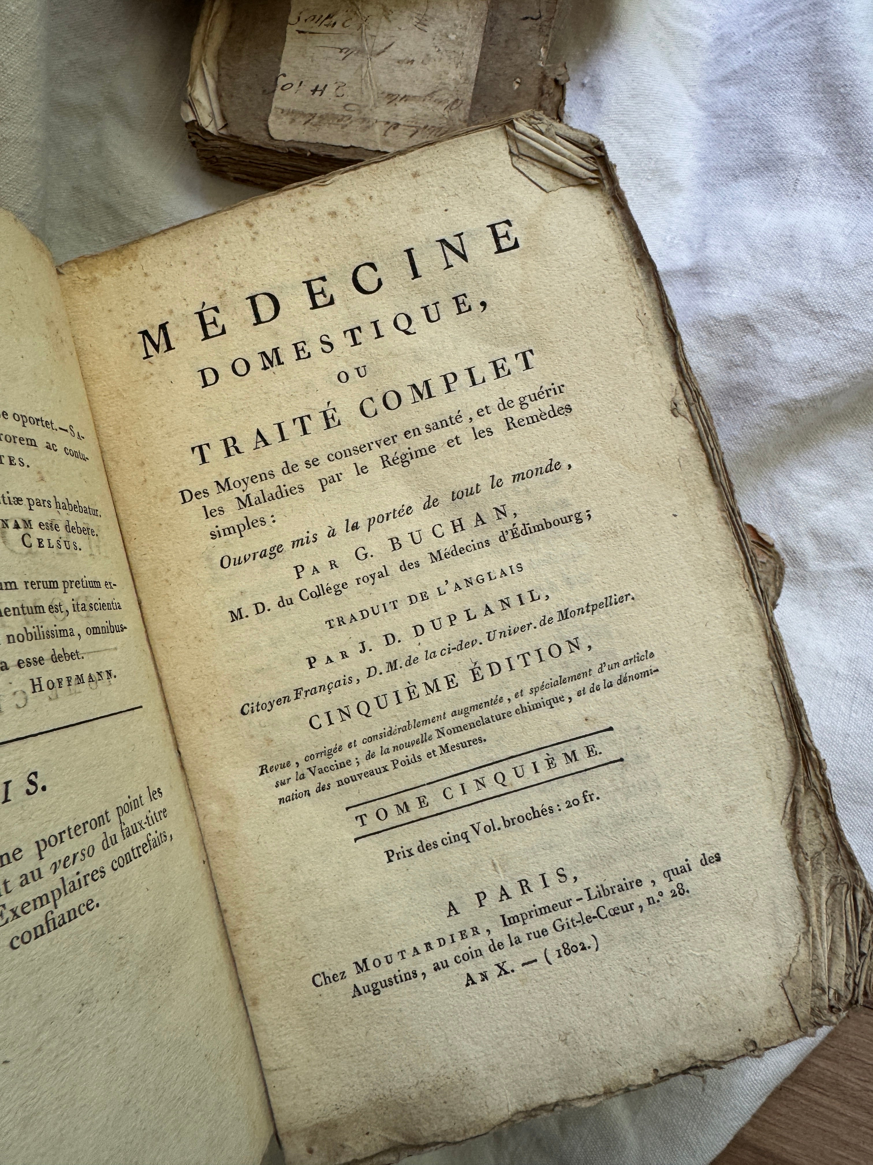 Antique French Medical Books, Médecine Domestique, 1802 (Set of Three)