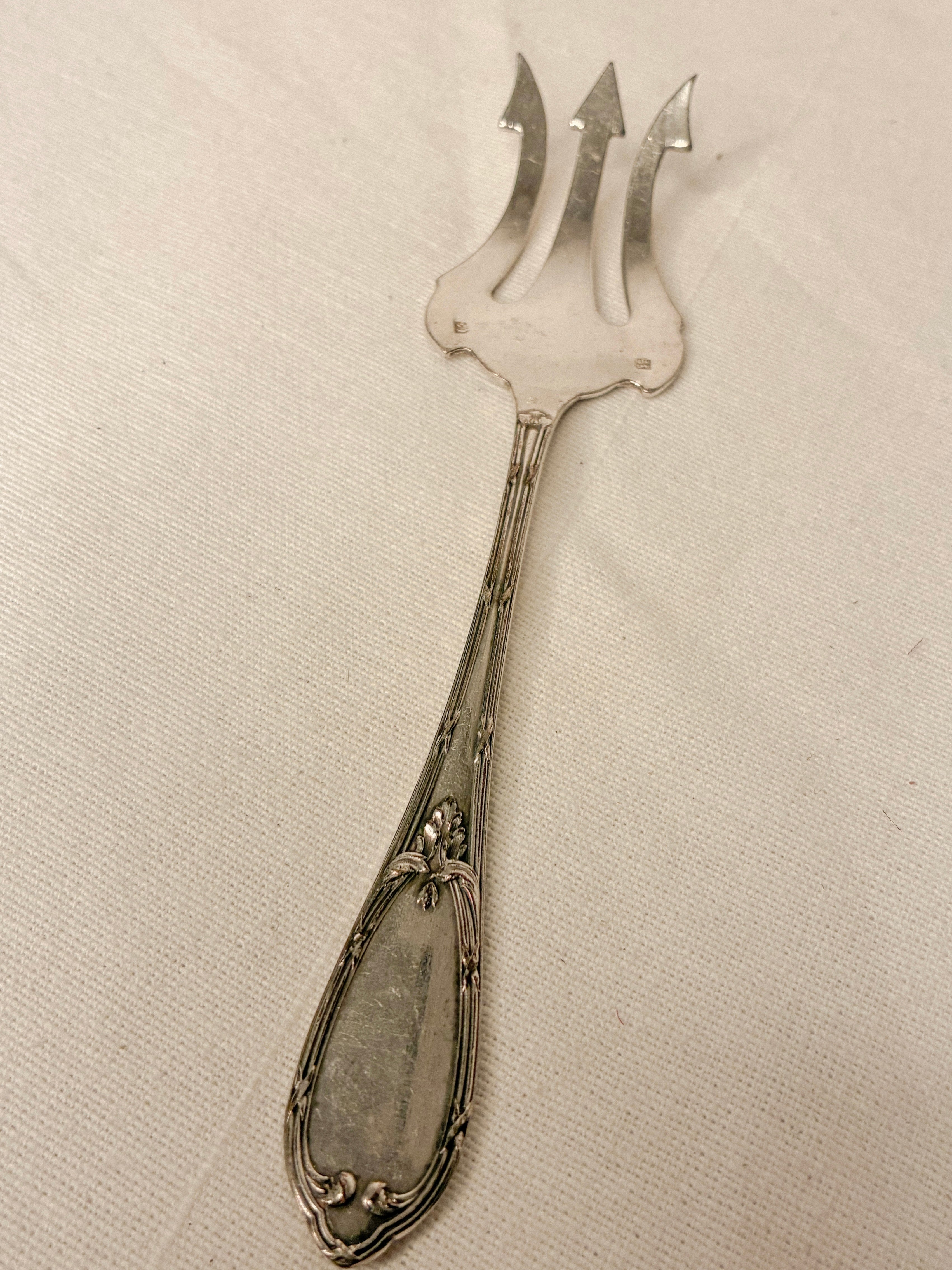 Antique French Silver-Plate Serving Fork