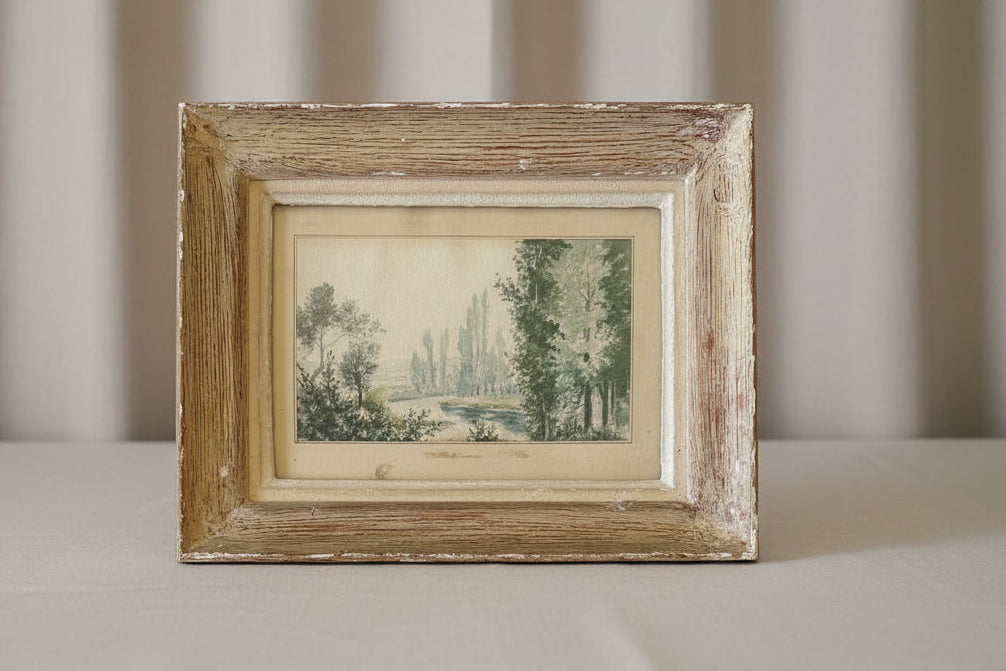 Watercolour, River with Poplars