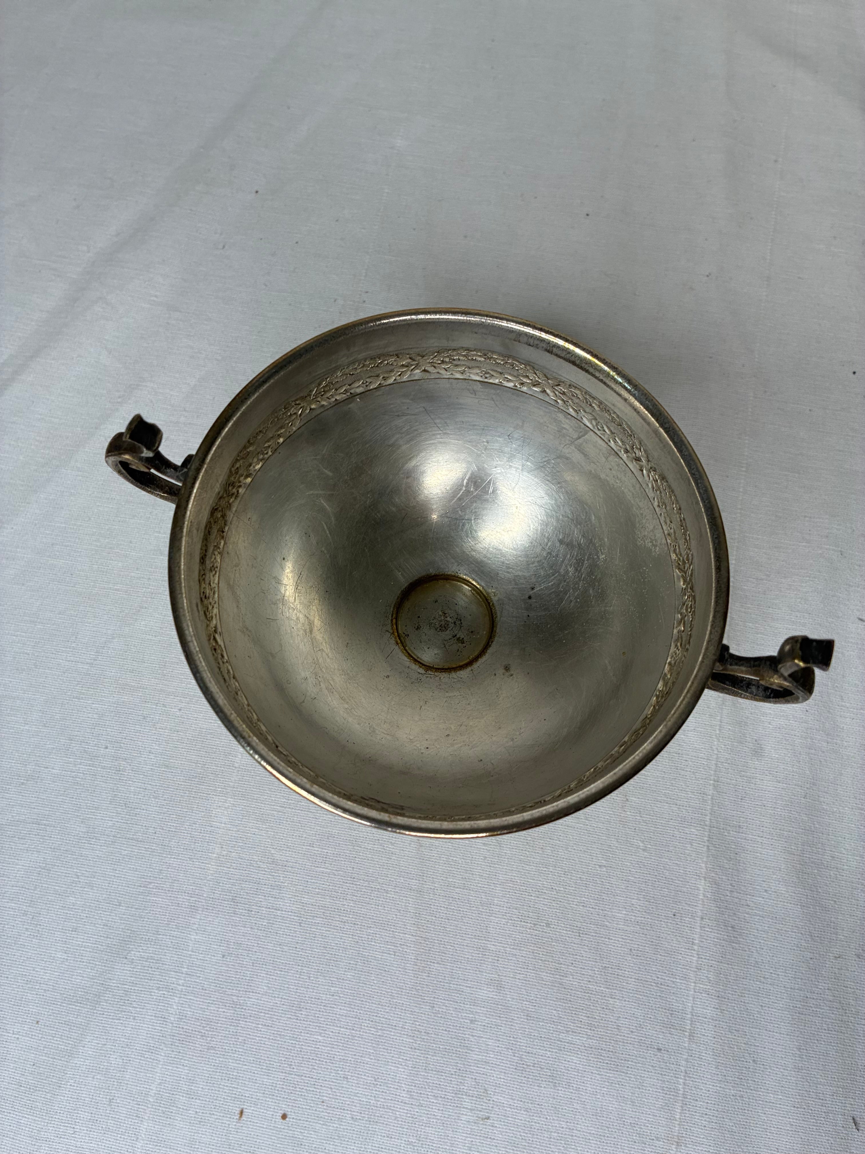 Antique French Silver-Plated Brass Sugar Bowl