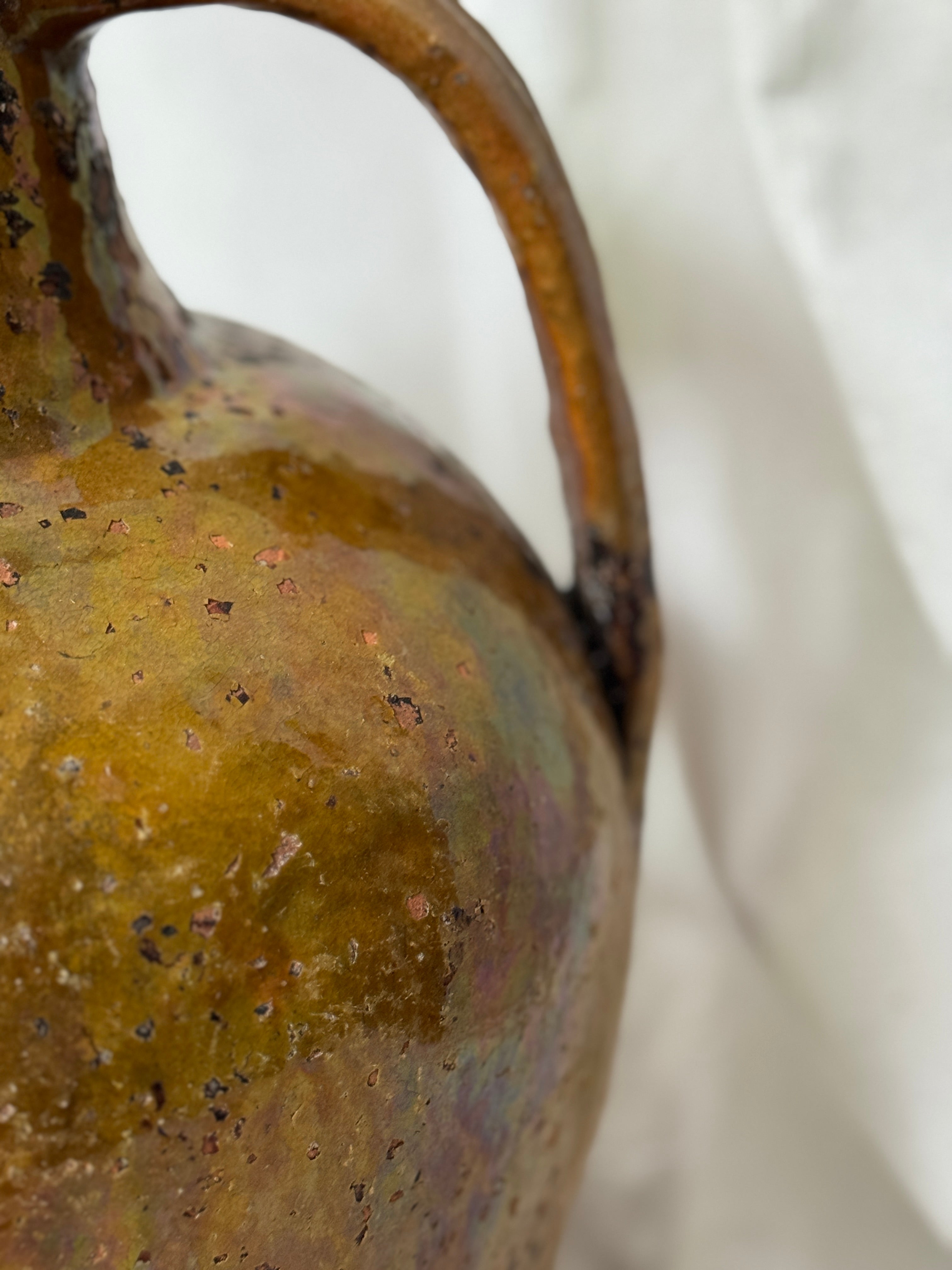 Antique French Walnut Oil Jug, Mélard à Bec, Original Stopper