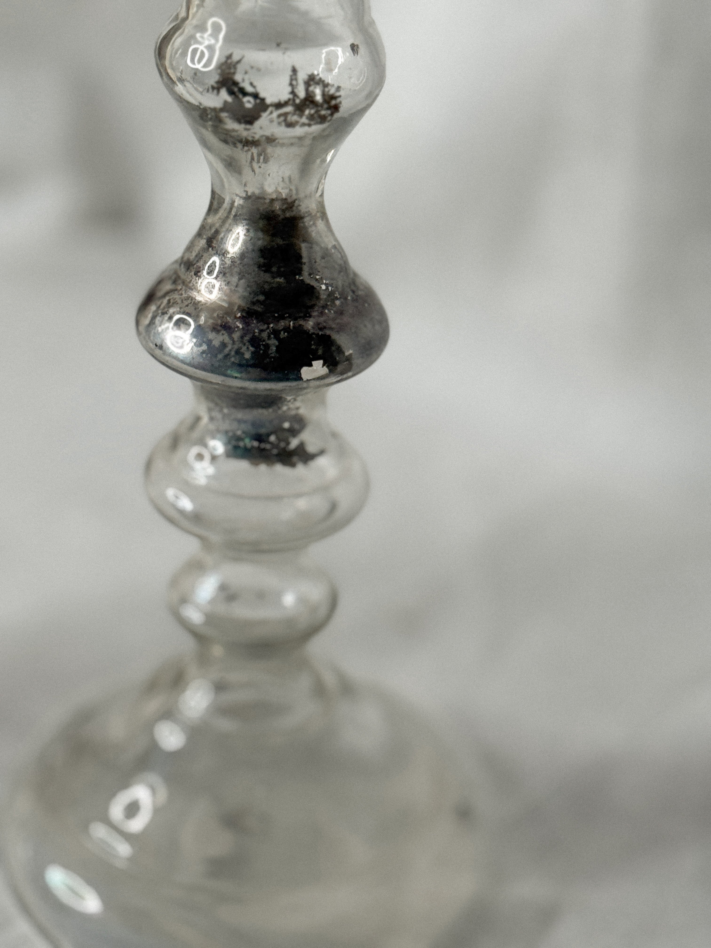 Antique Pair of French Mercury Glass Candlesticks, late 19th c.
