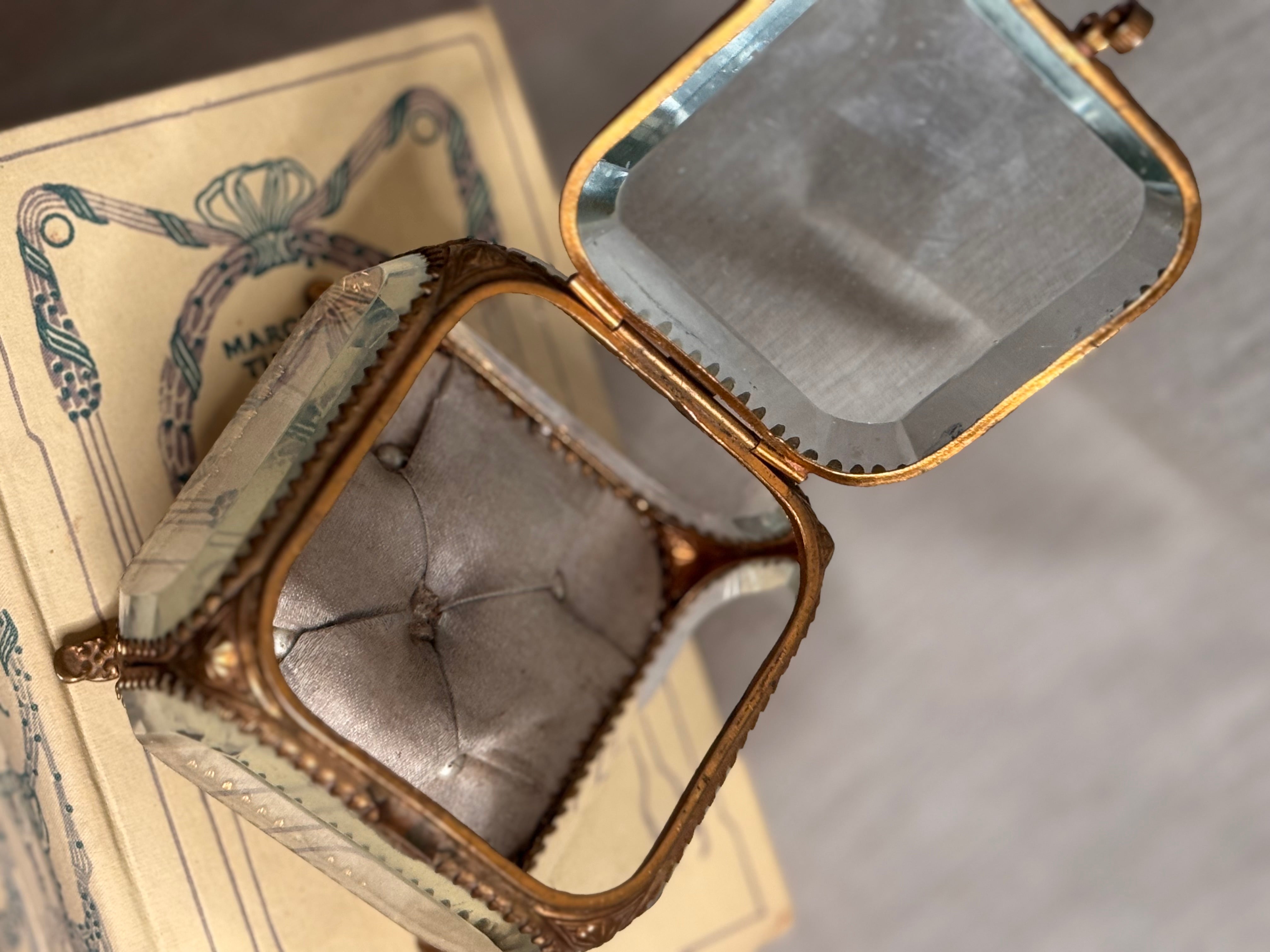 19th c ormolu and glass jewelry casket