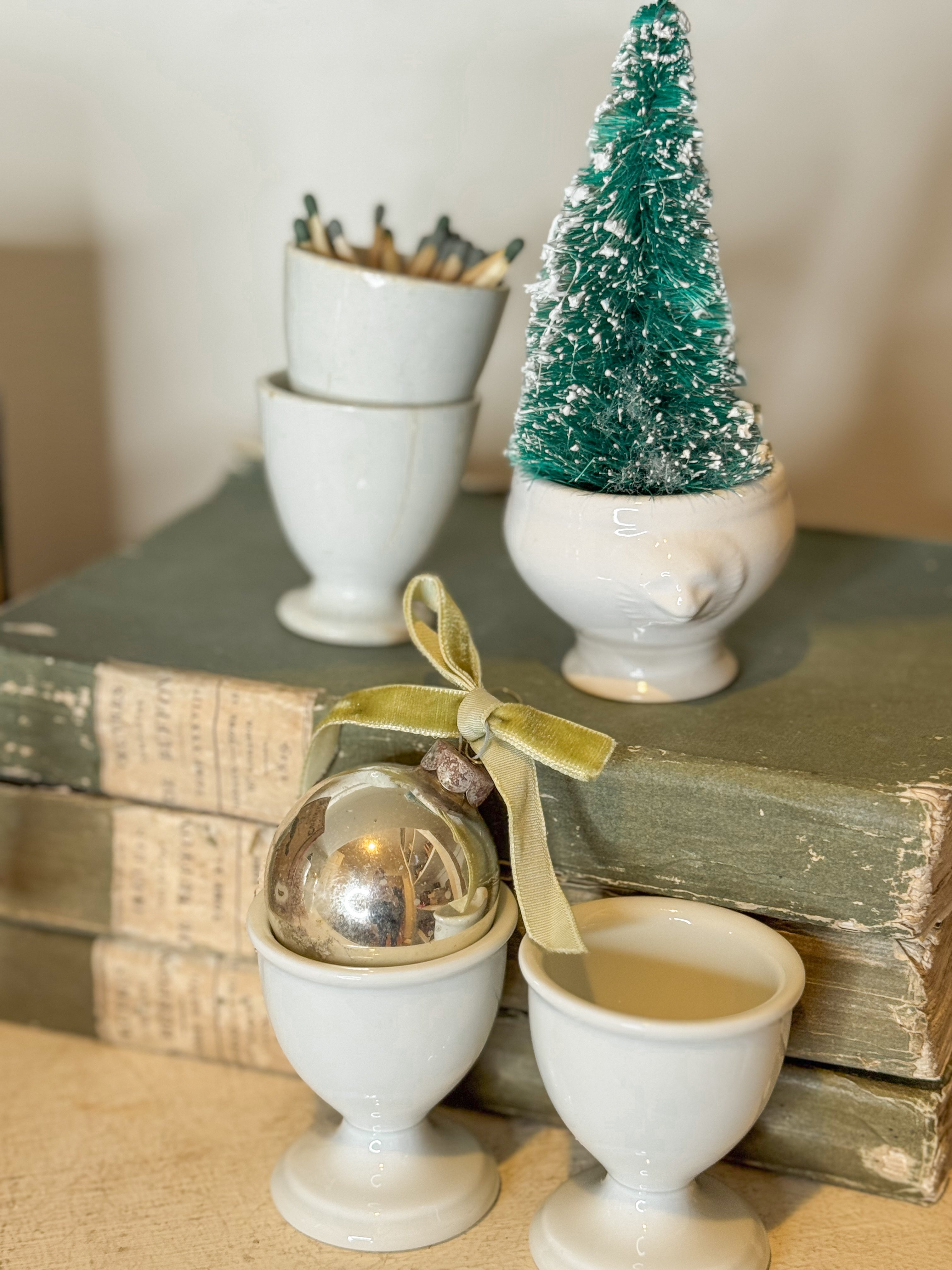 Vintage French Ironstone Egg Cup Set