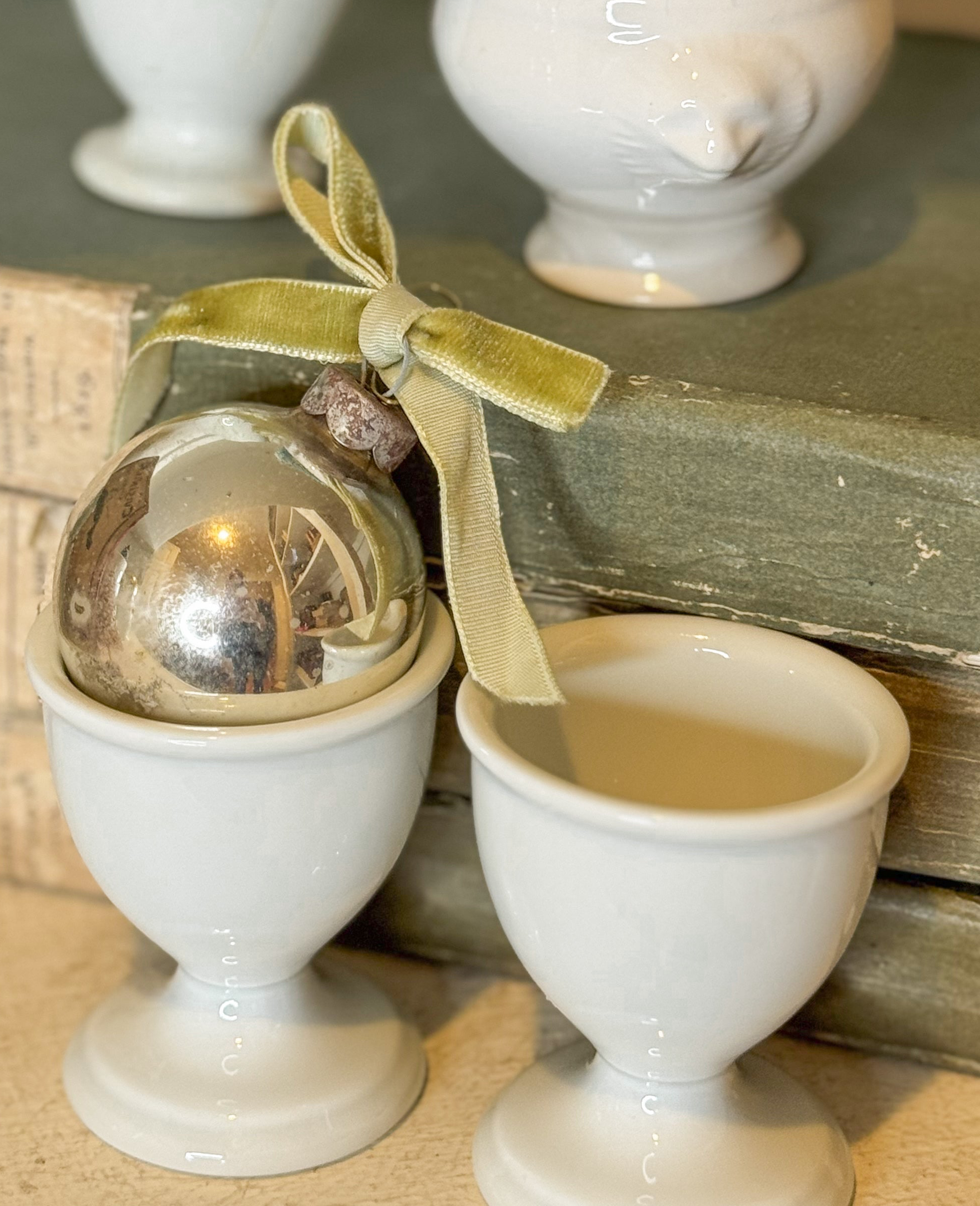Vintage French Ironstone Egg Cup Set