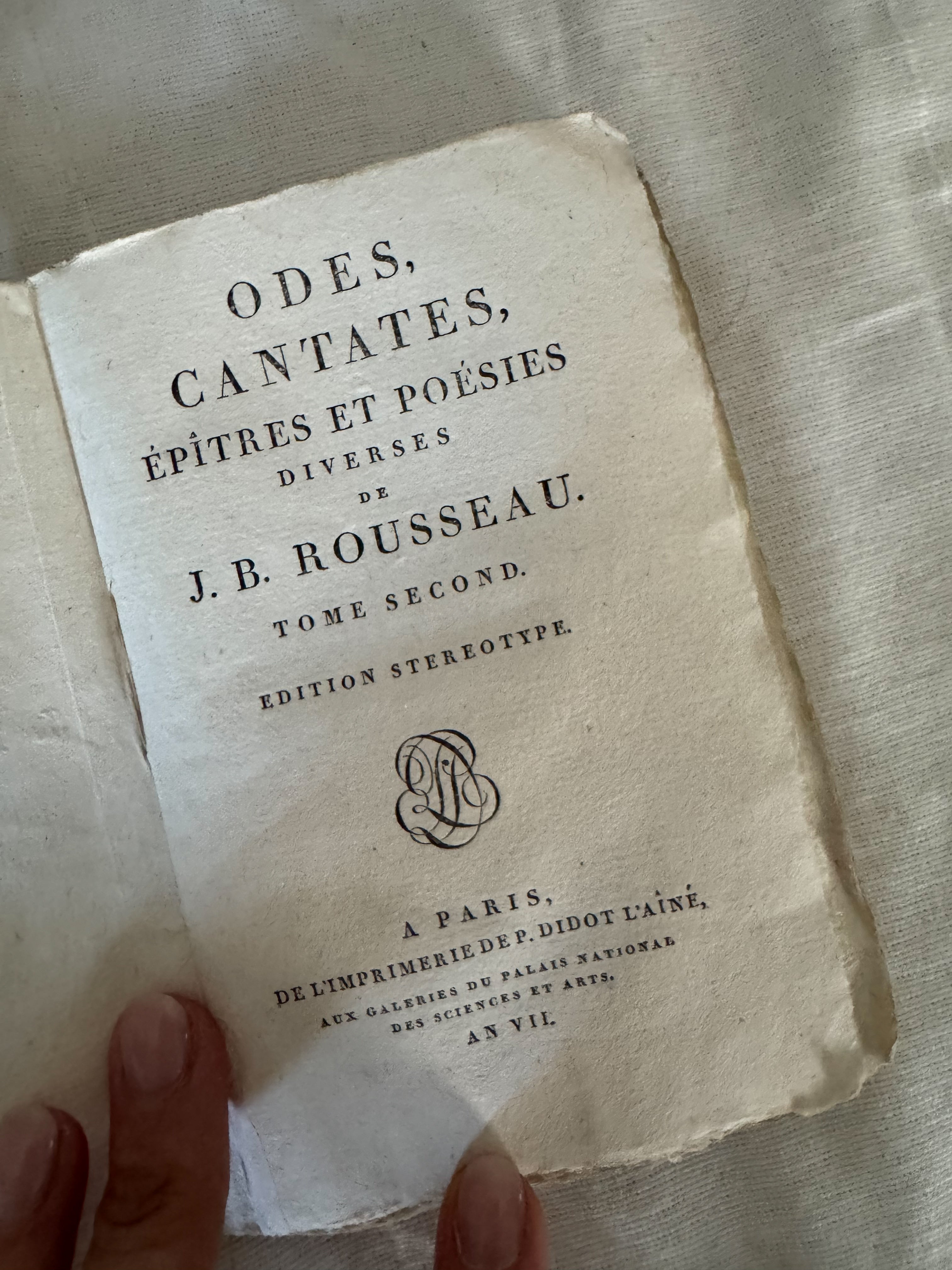 Odes, Cantates, Épîtres et Poésies Diverses de J.B. Rousseau, Tomes I & II, Paris 1798