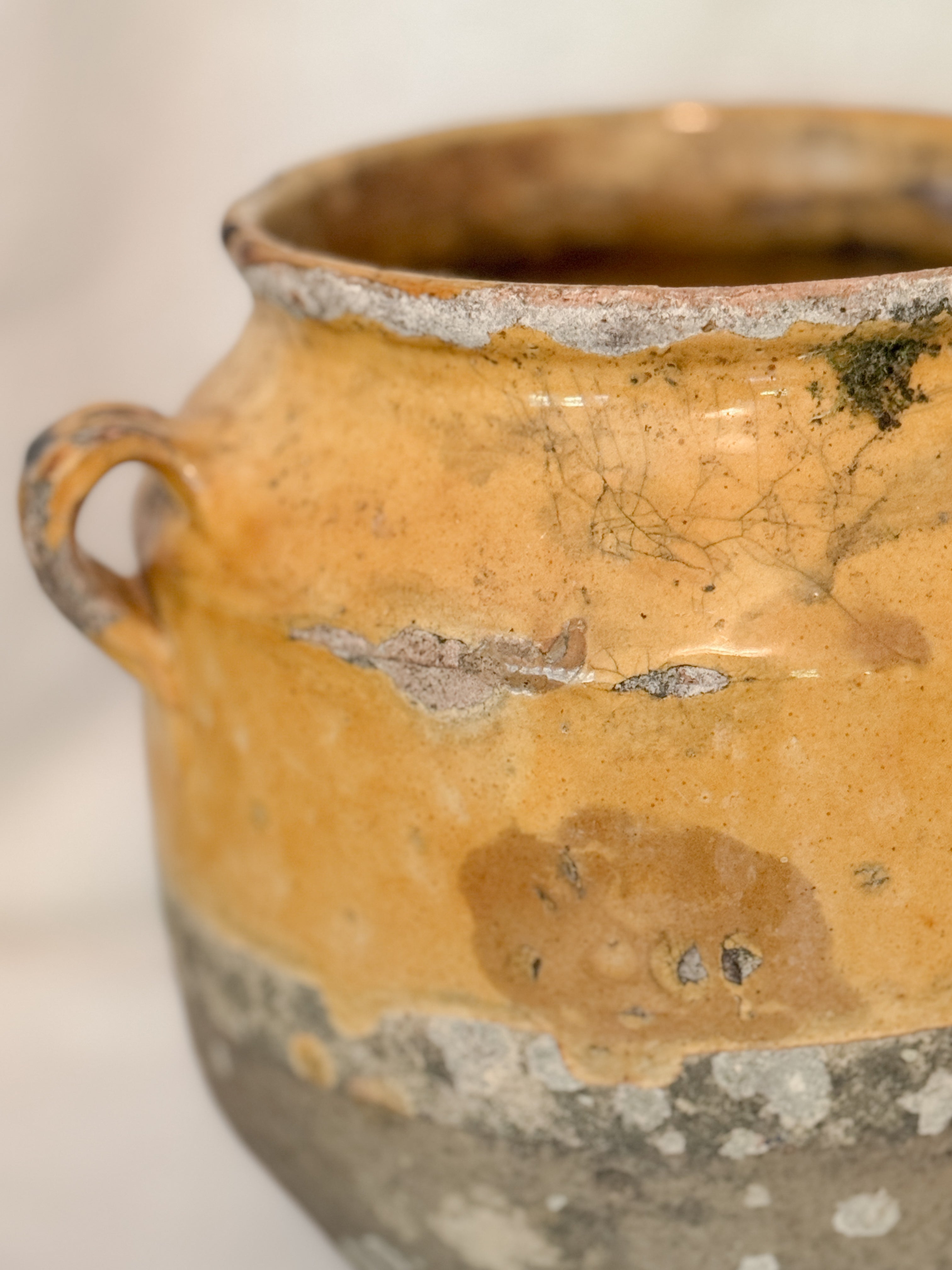 Large French Confit Pot, Yellow Glaze