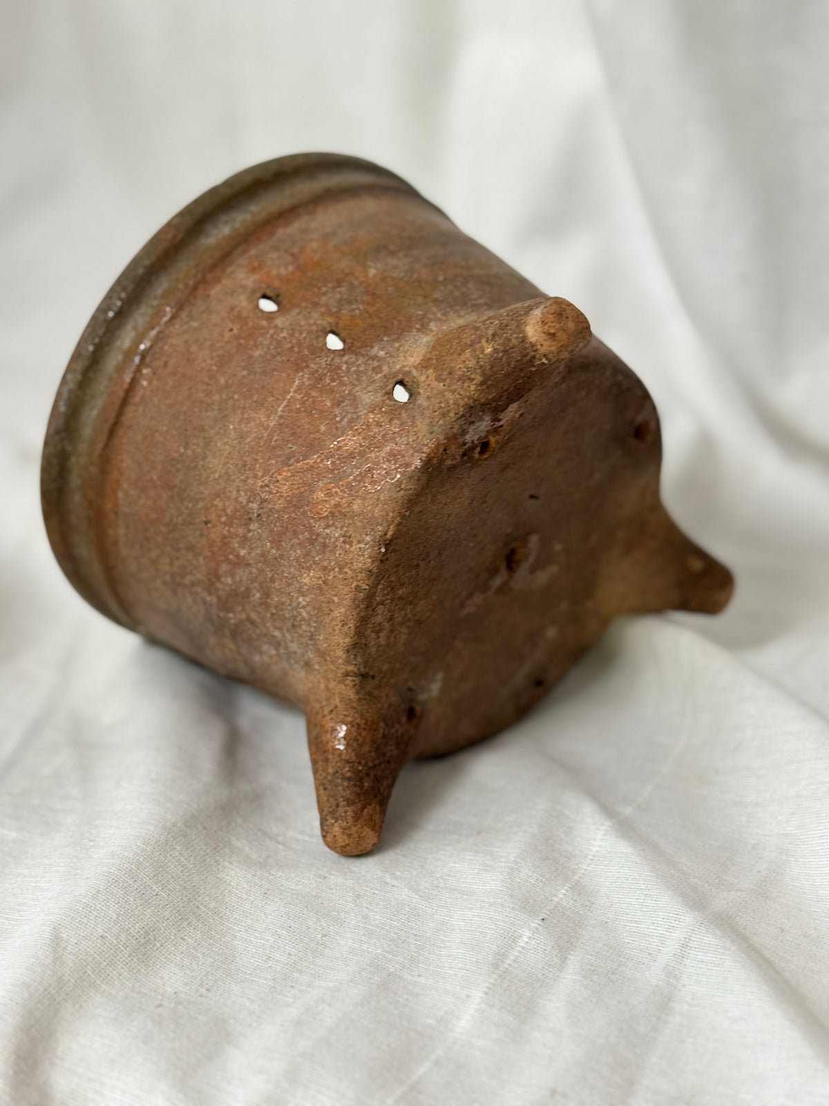 Antique French Terracotta Faisselle on Legs