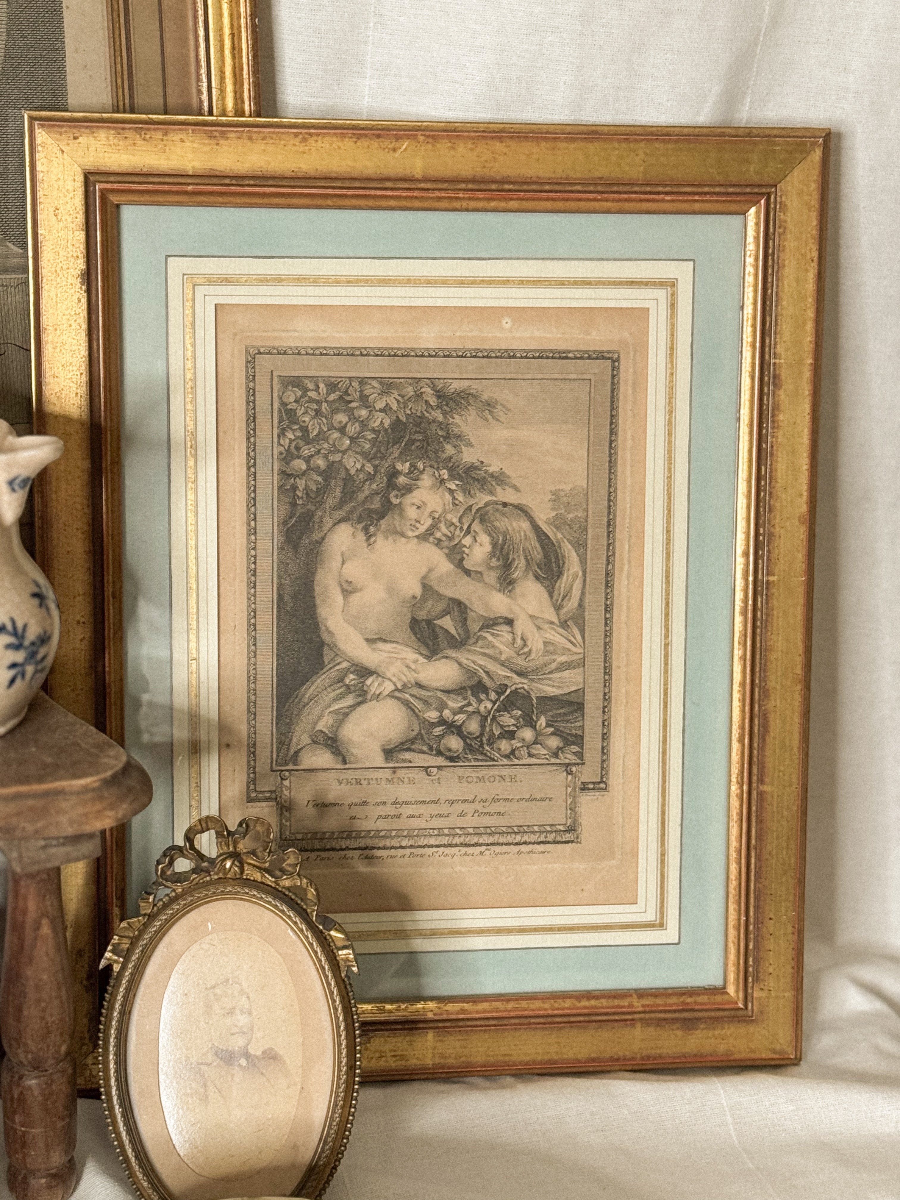 18th-Century French Engraving — Vertumne et Pomone