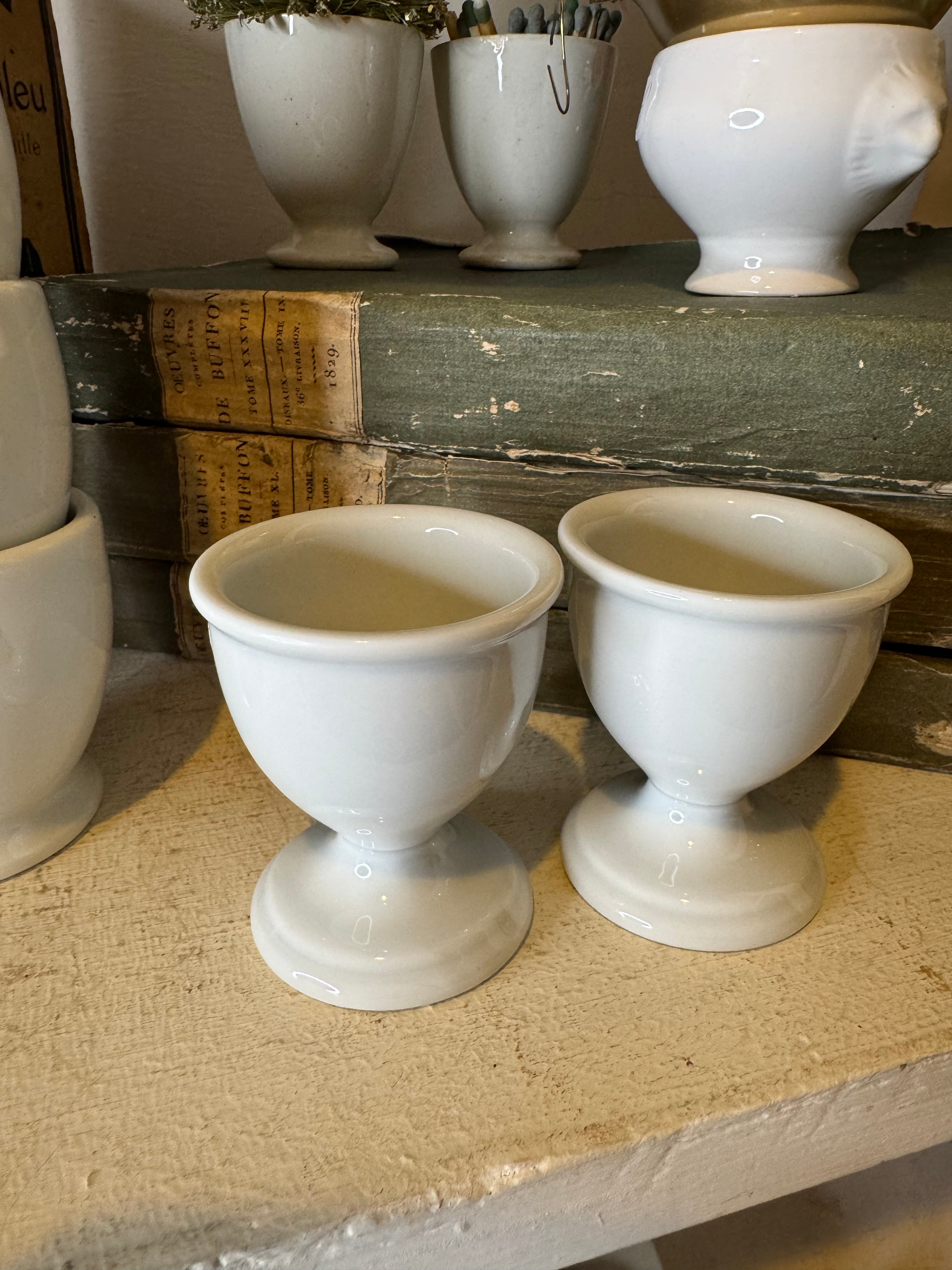 Vintage French Ironstone Egg Cup Set