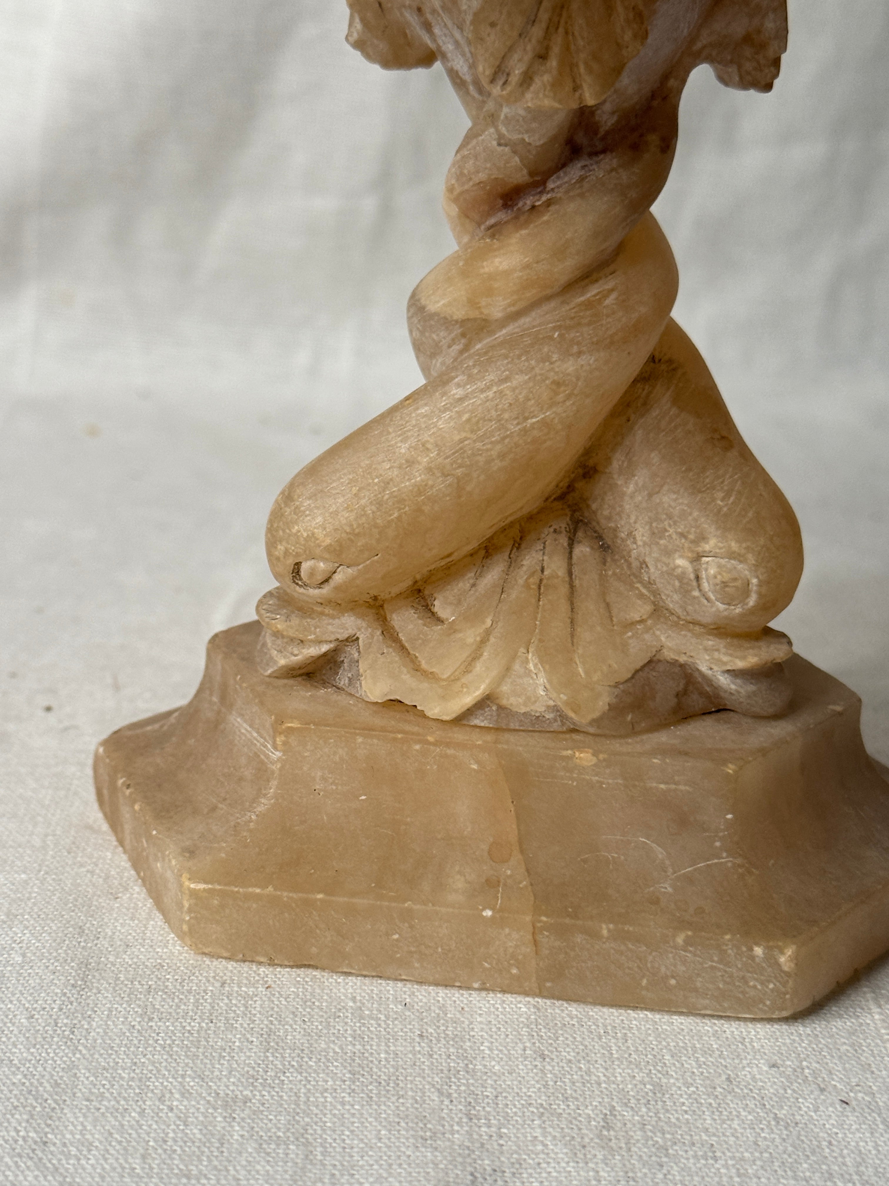 Antique Italian Volterra Alabaster Tazza, Bacchic Decoration, late 19th c.