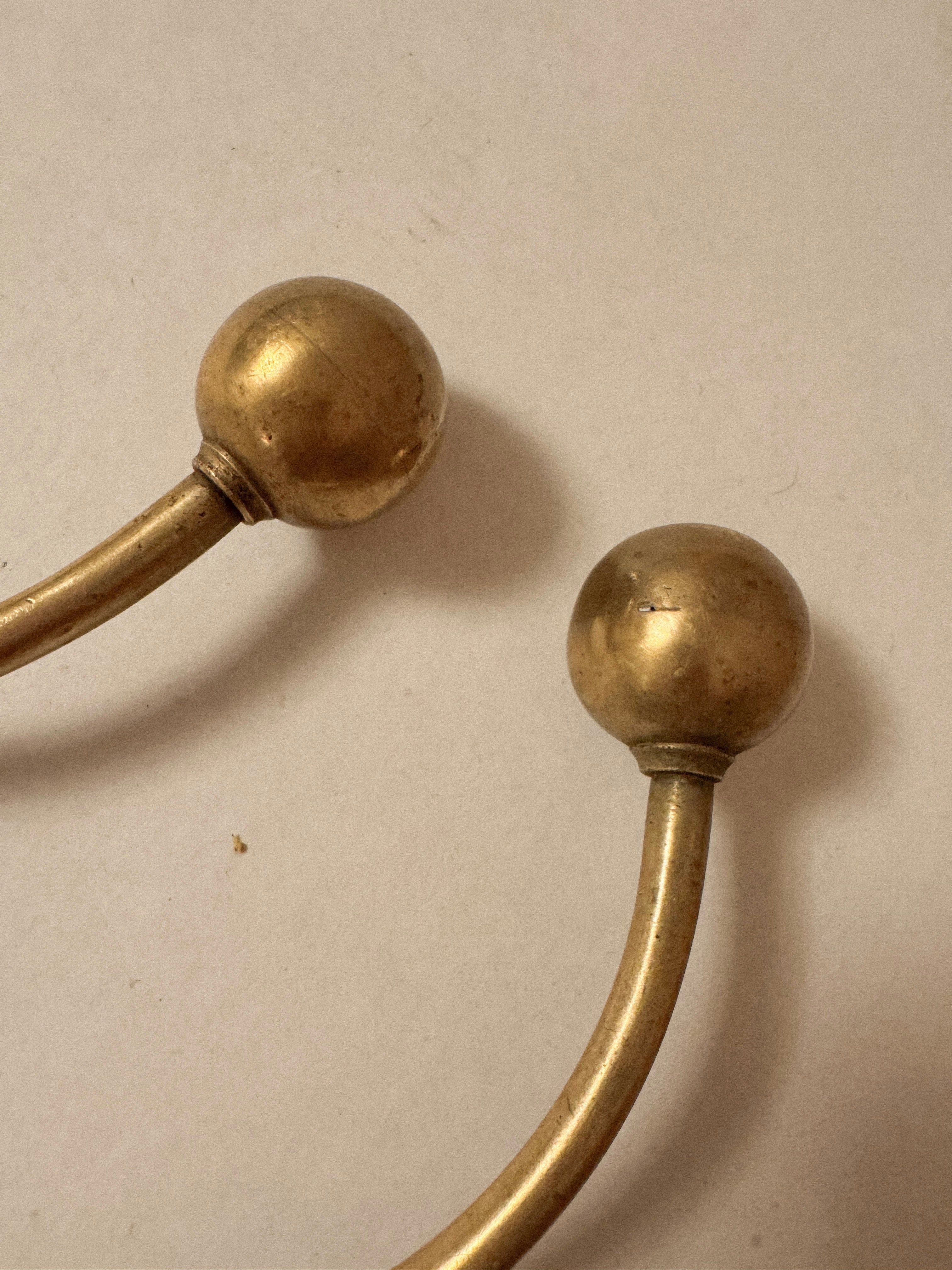 Set of 2 antique Louis Philippe brass coat hooks- 19th century