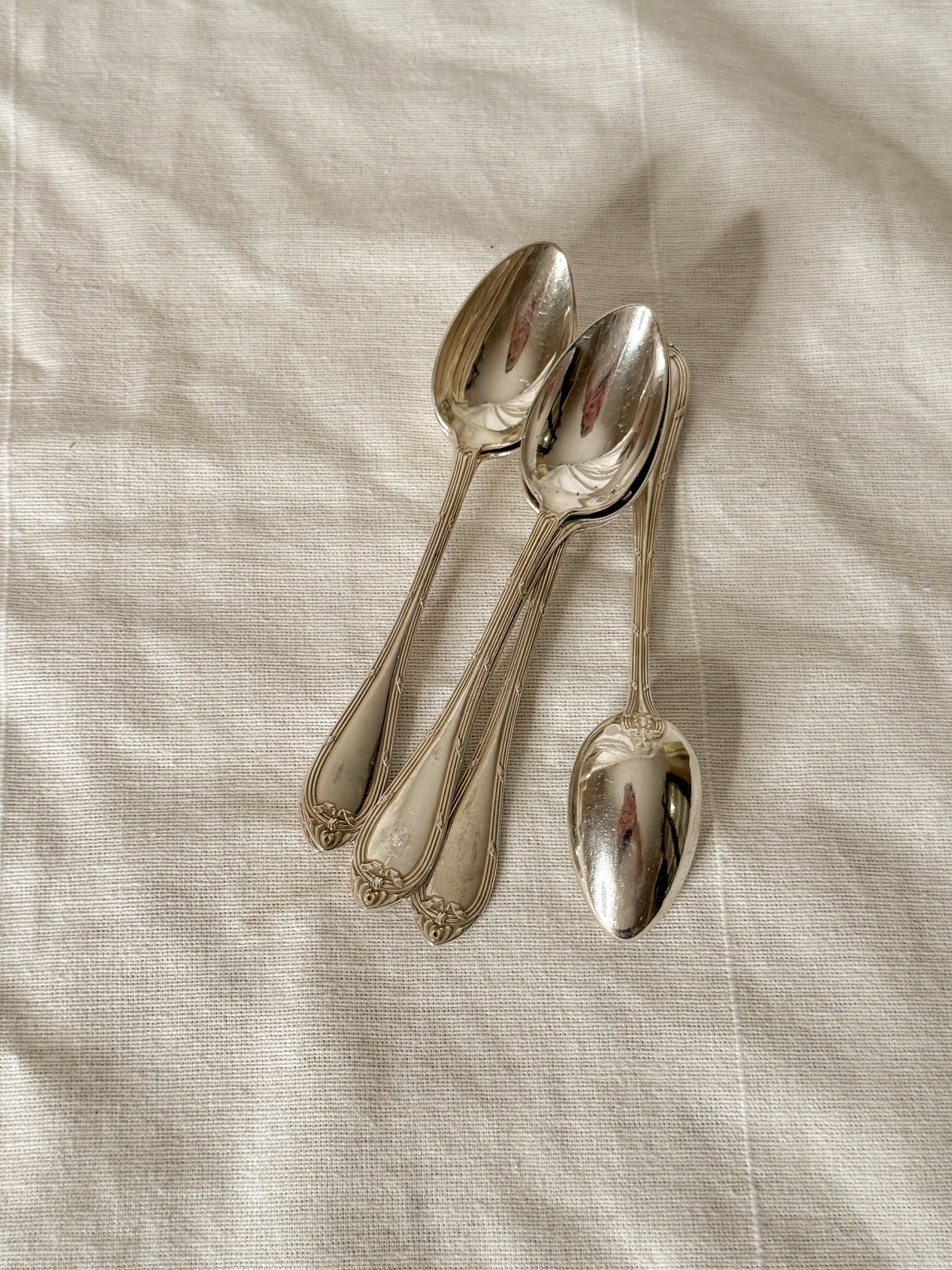 Antique French Silver Plate Spoon Set