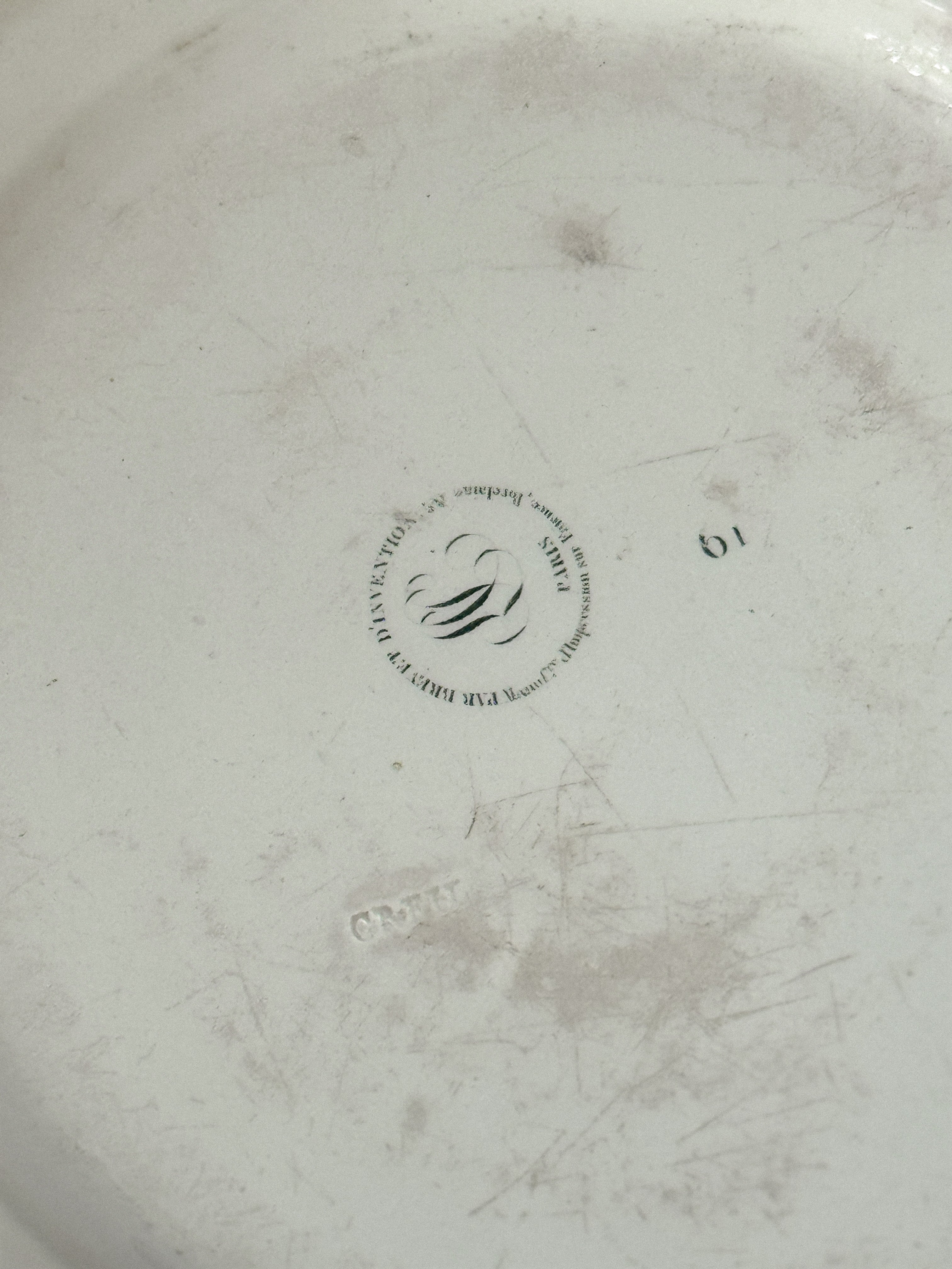Antique French Faience Plate, Vue du Palais Impérial de Versailles, Manufacture de Creil