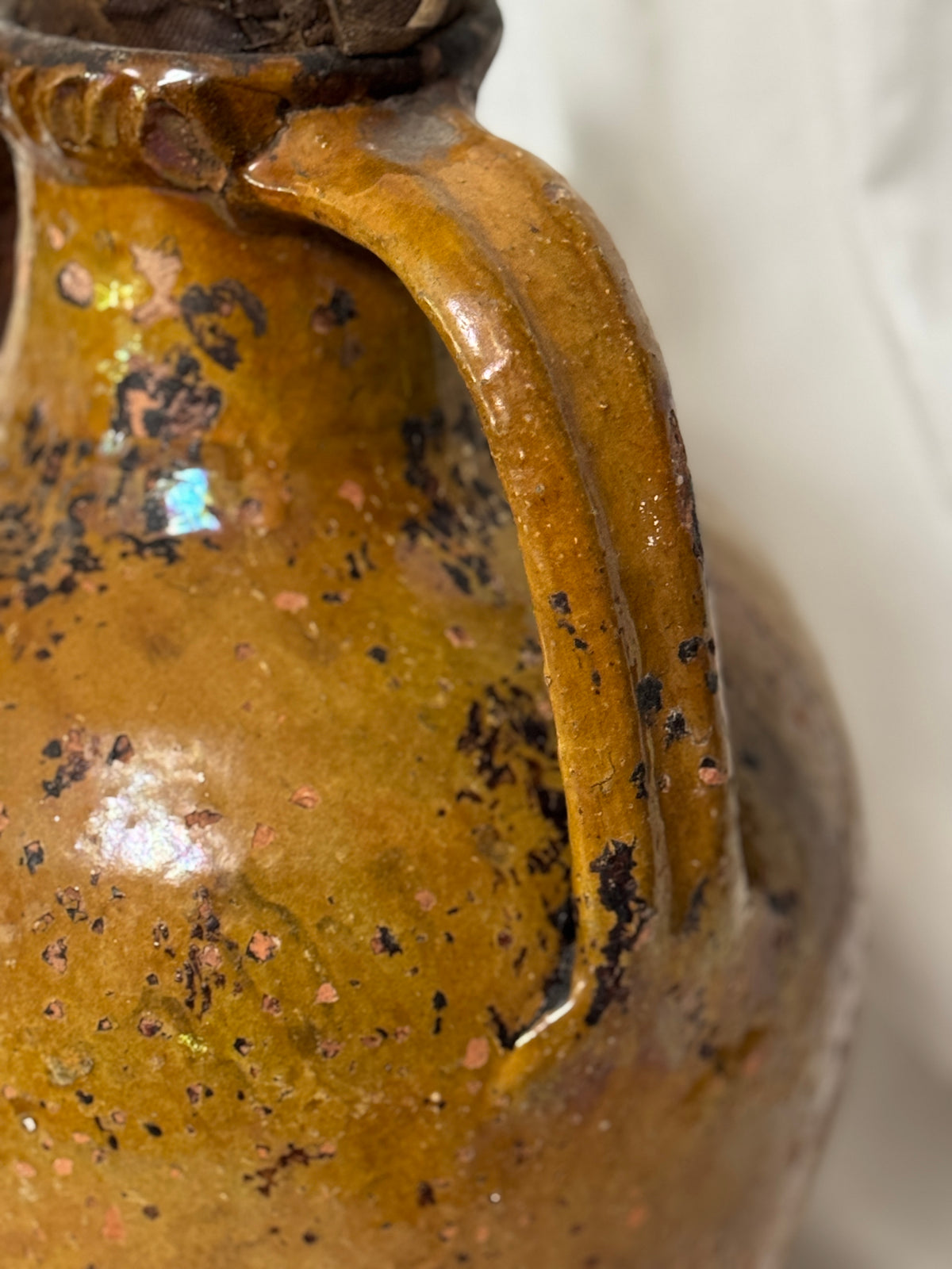 Antique French Walnut Oil Jug, Mélard à Bec, Original Stopper