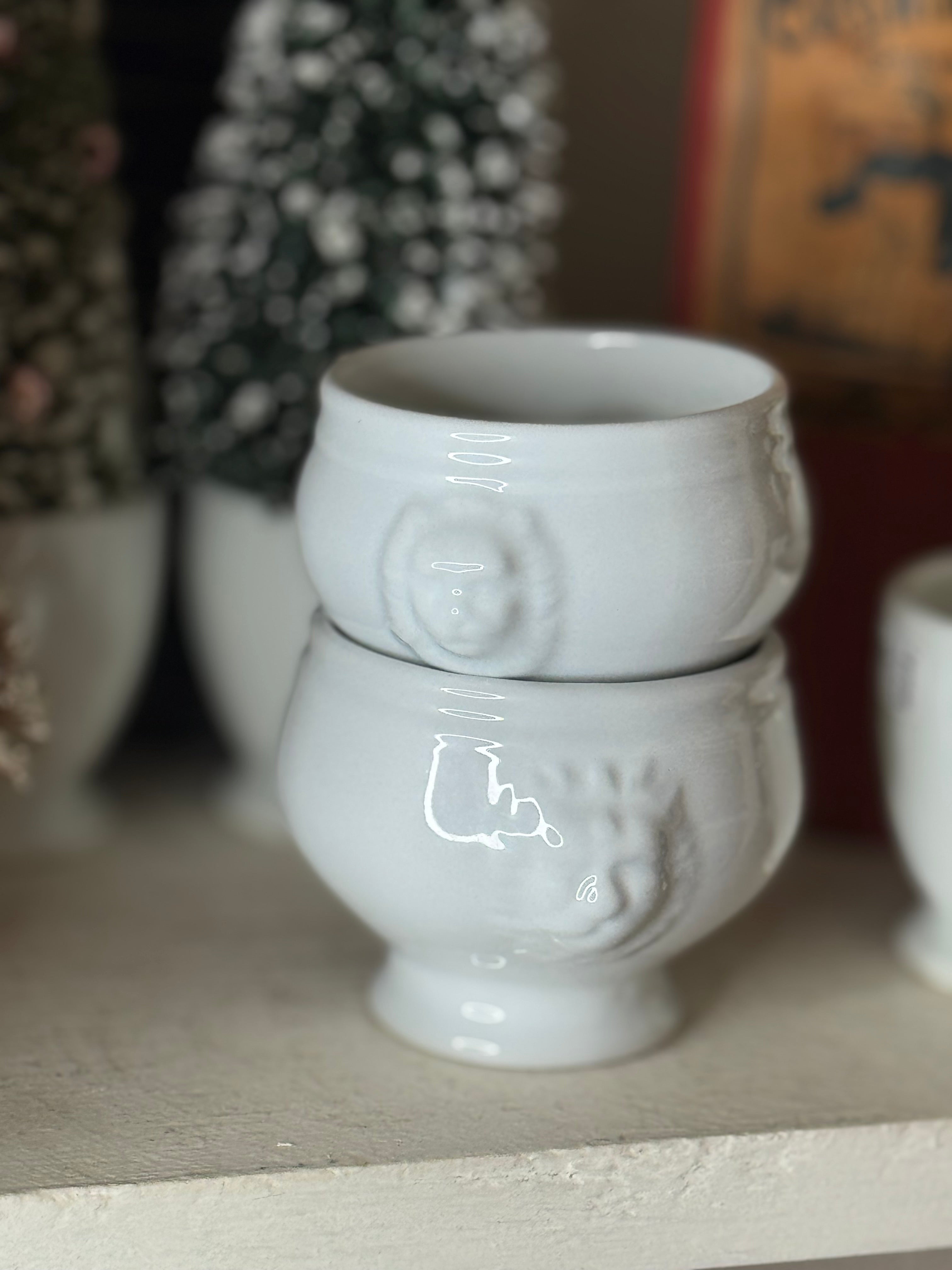 Vintage Set of French Ironstone Moutardier