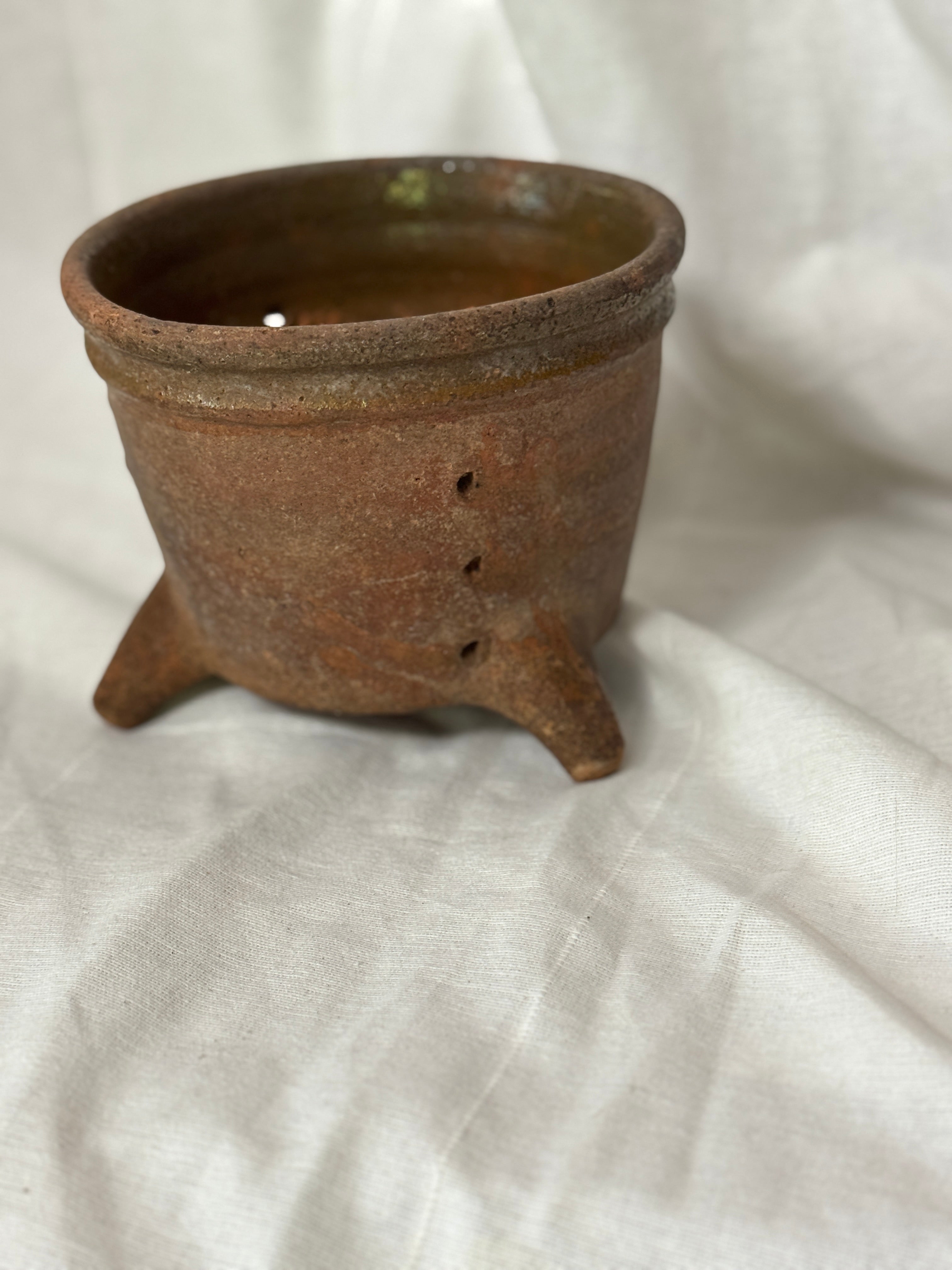 Antique French Terracotta Faisselle on Legs