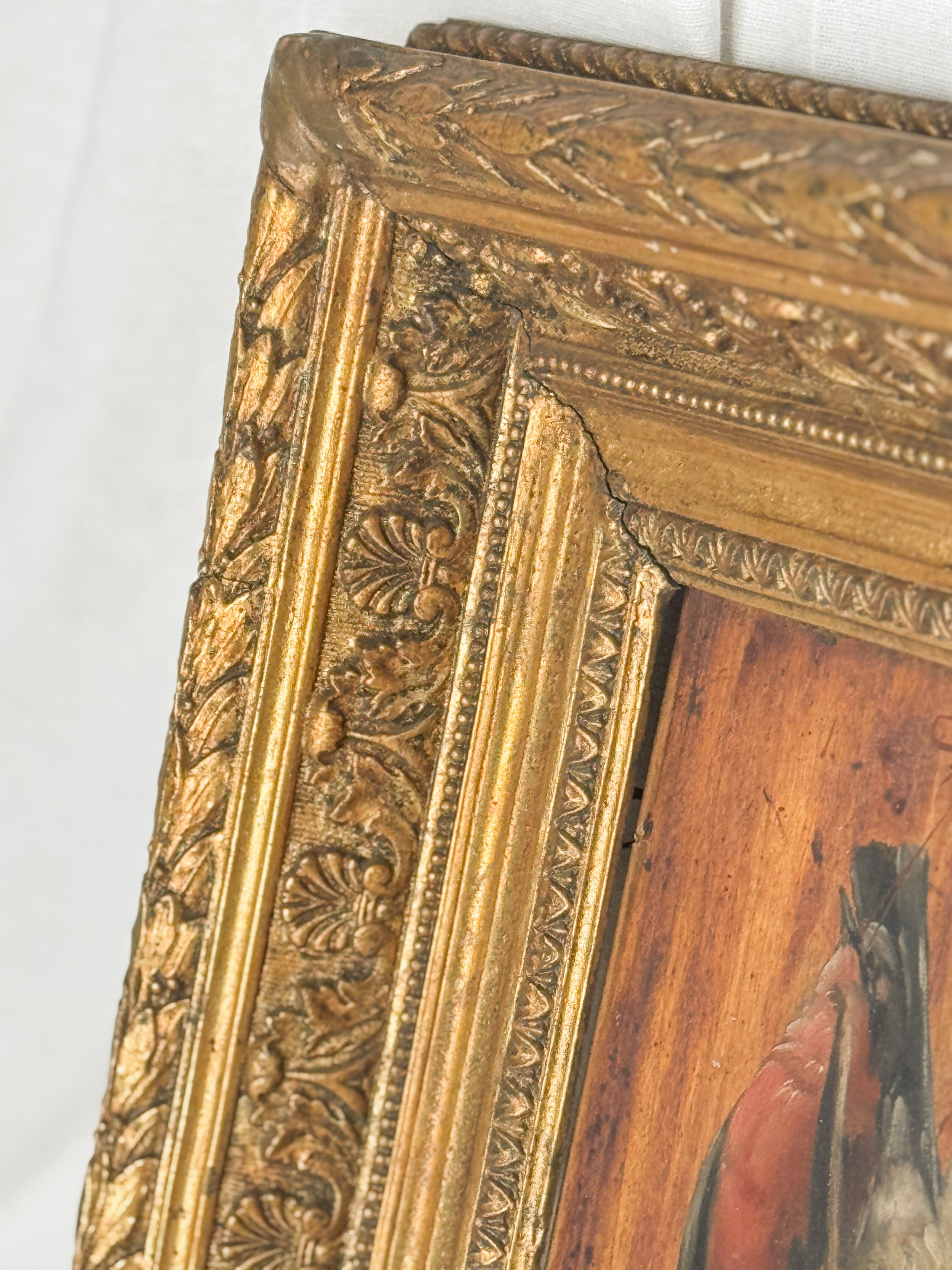 Antique Game Still Life Oil in Gilt Frame