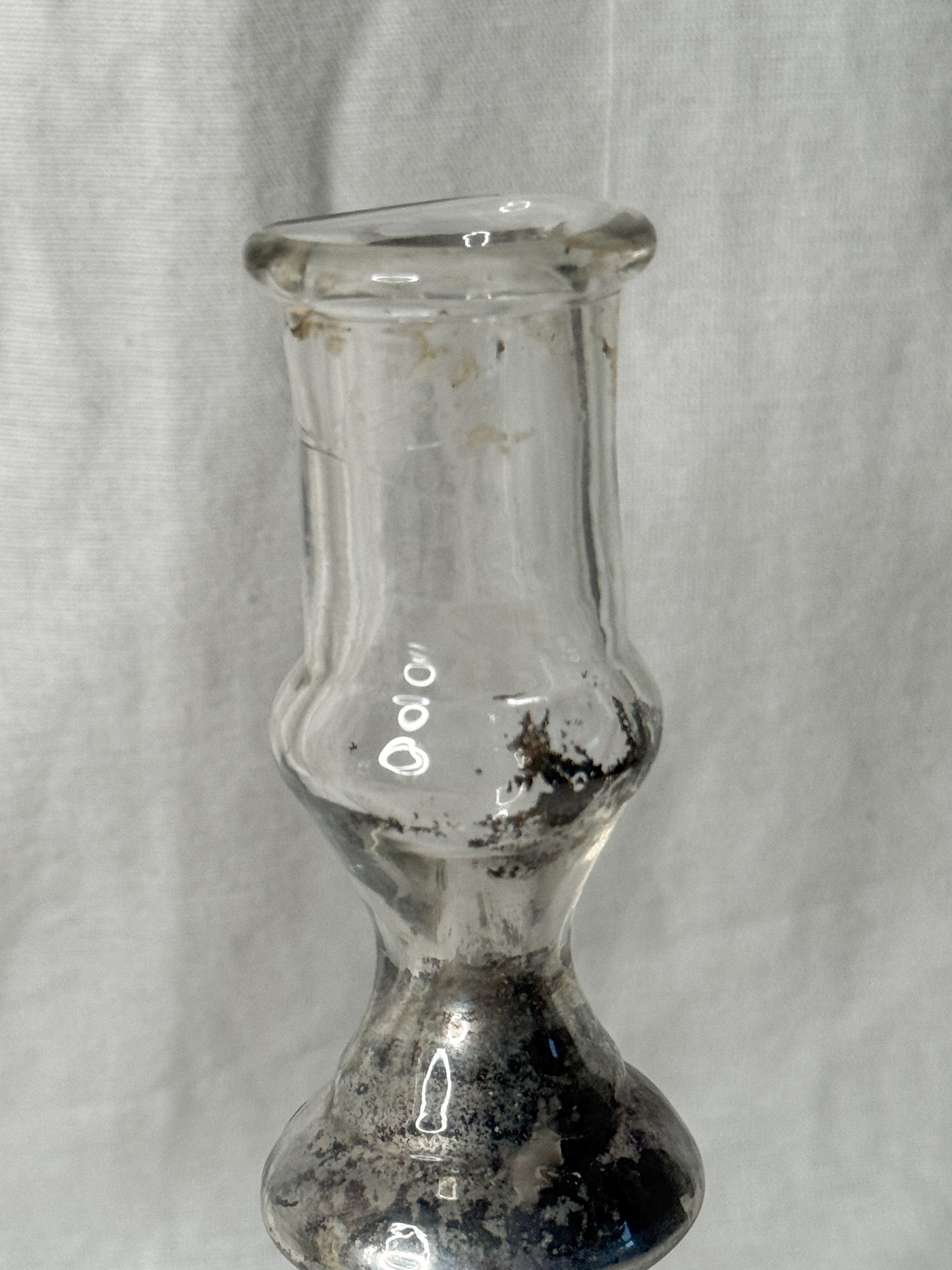 Antique Pair of French Mercury Glass Candlesticks, late 19th c.