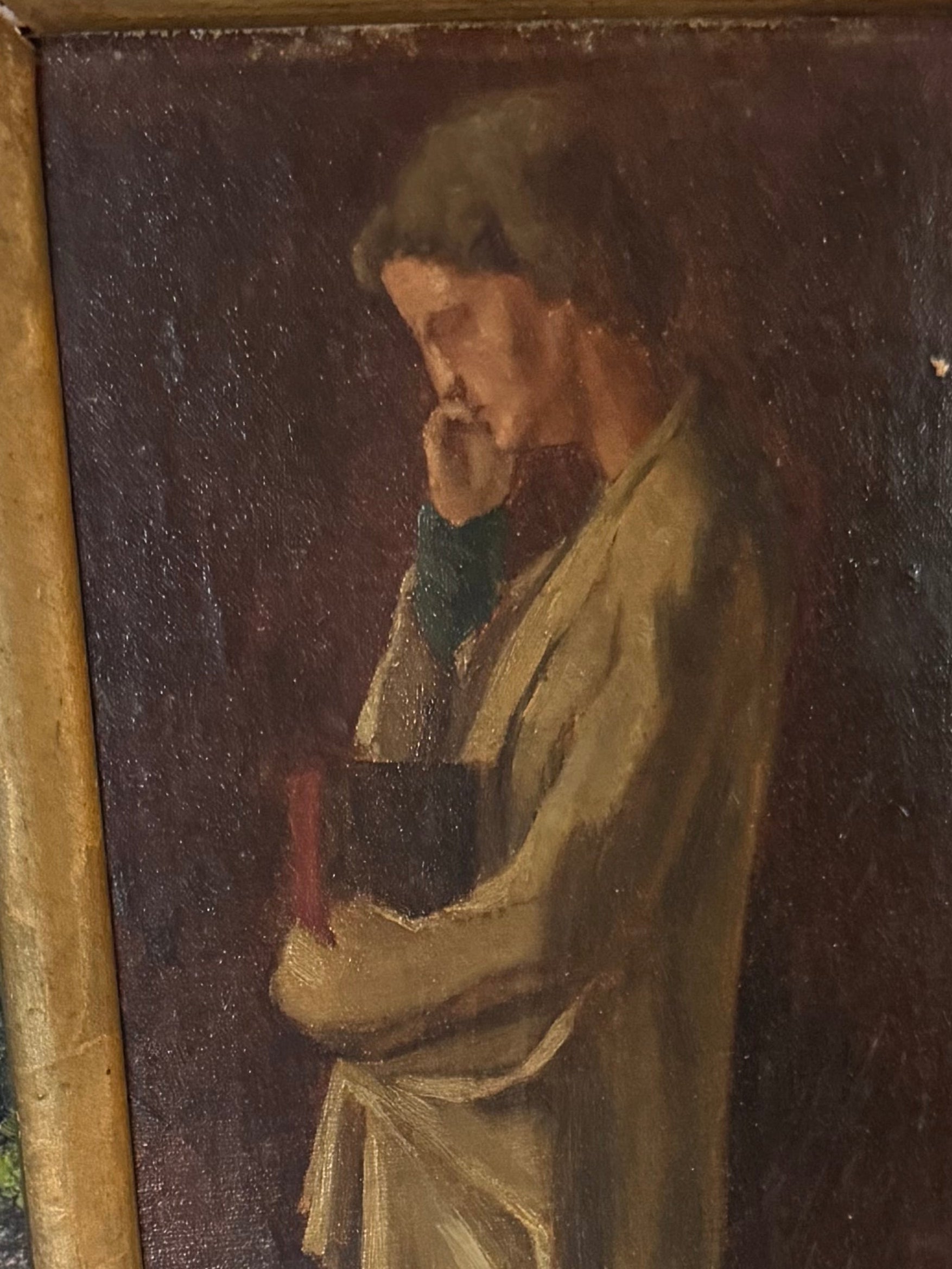 Robed Male Figure, Oil on Panel