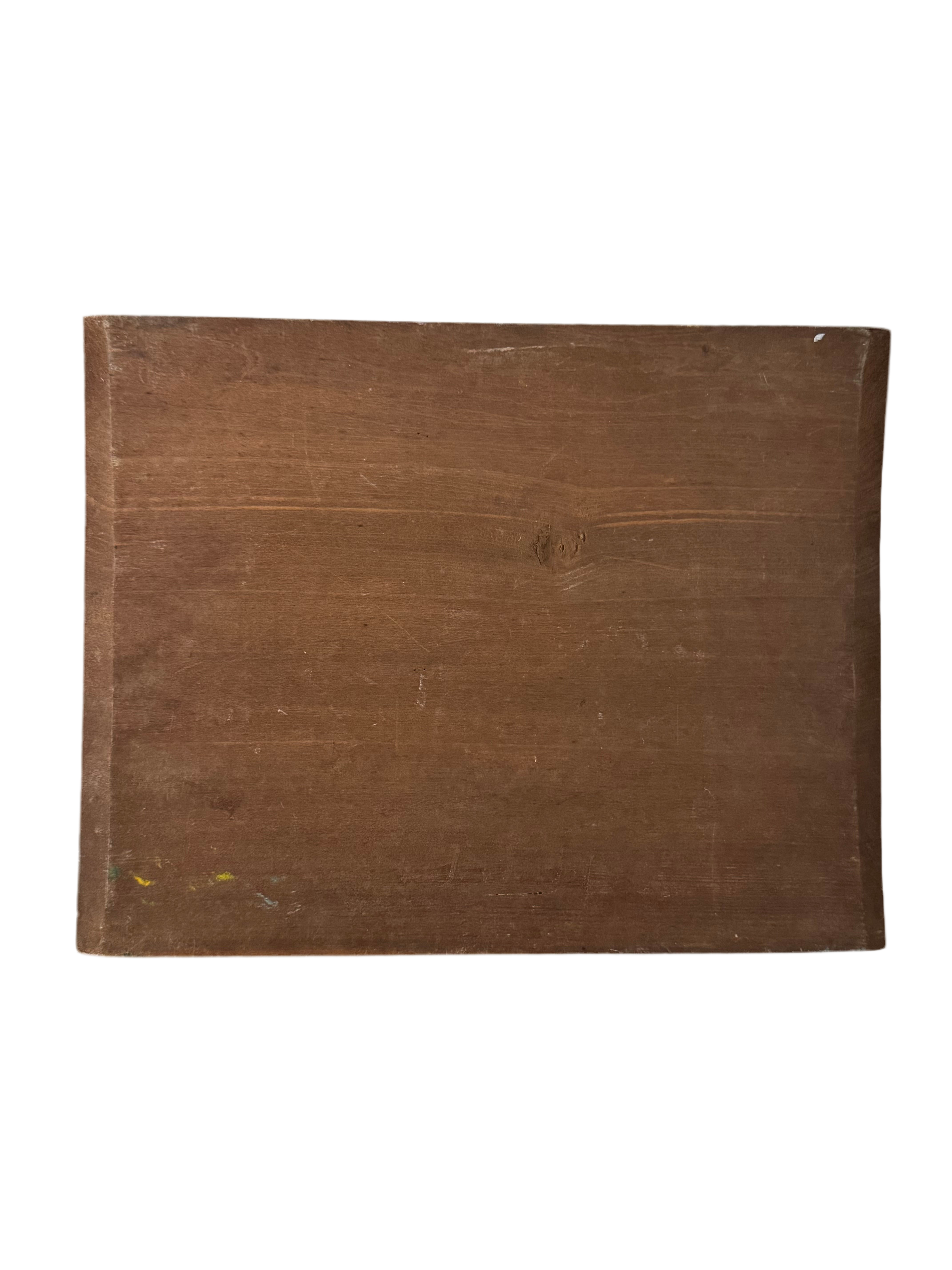 Antique courtyard oil on board