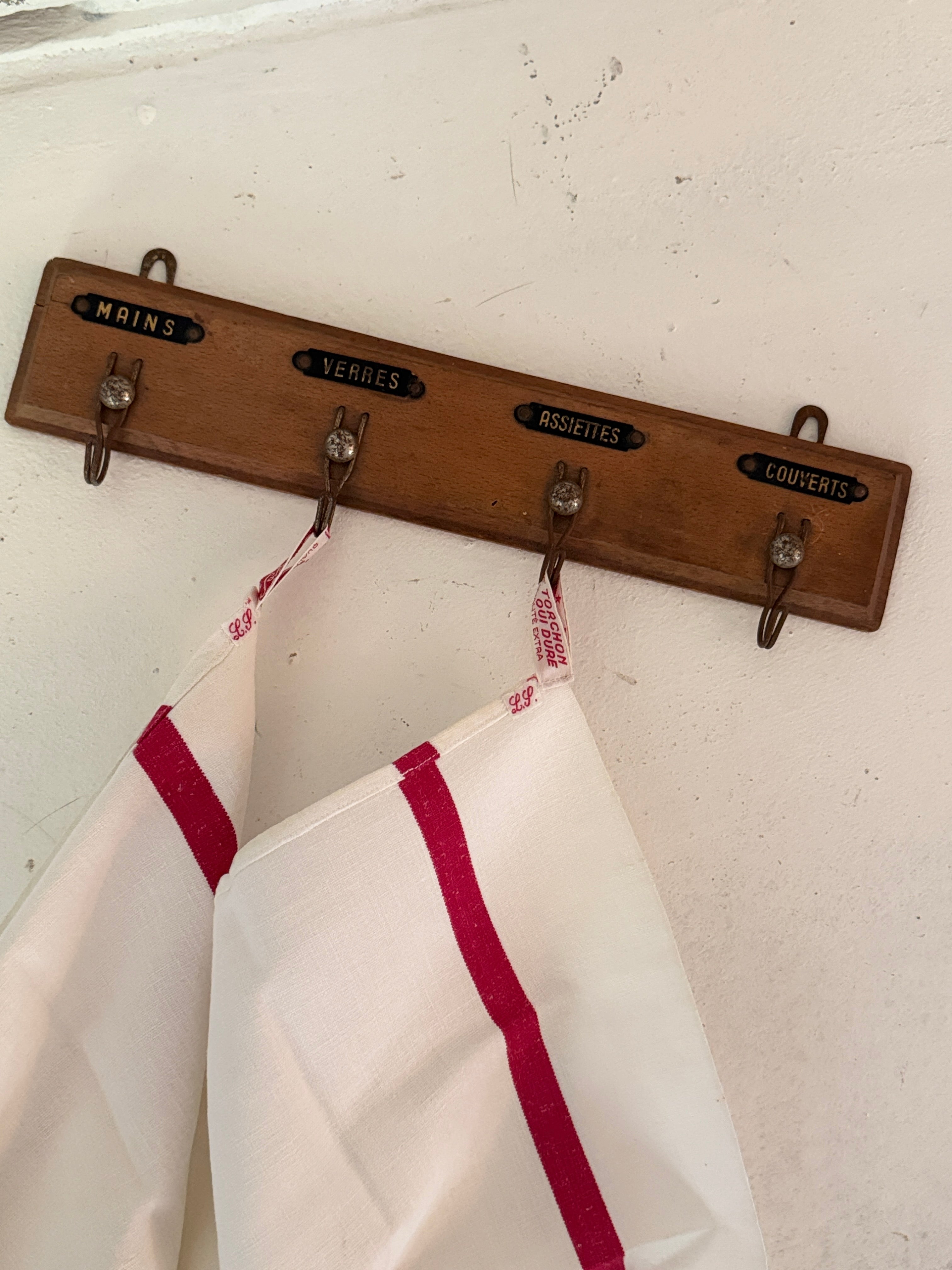 Antique French Labeled Towel Rack, Early 20th Century