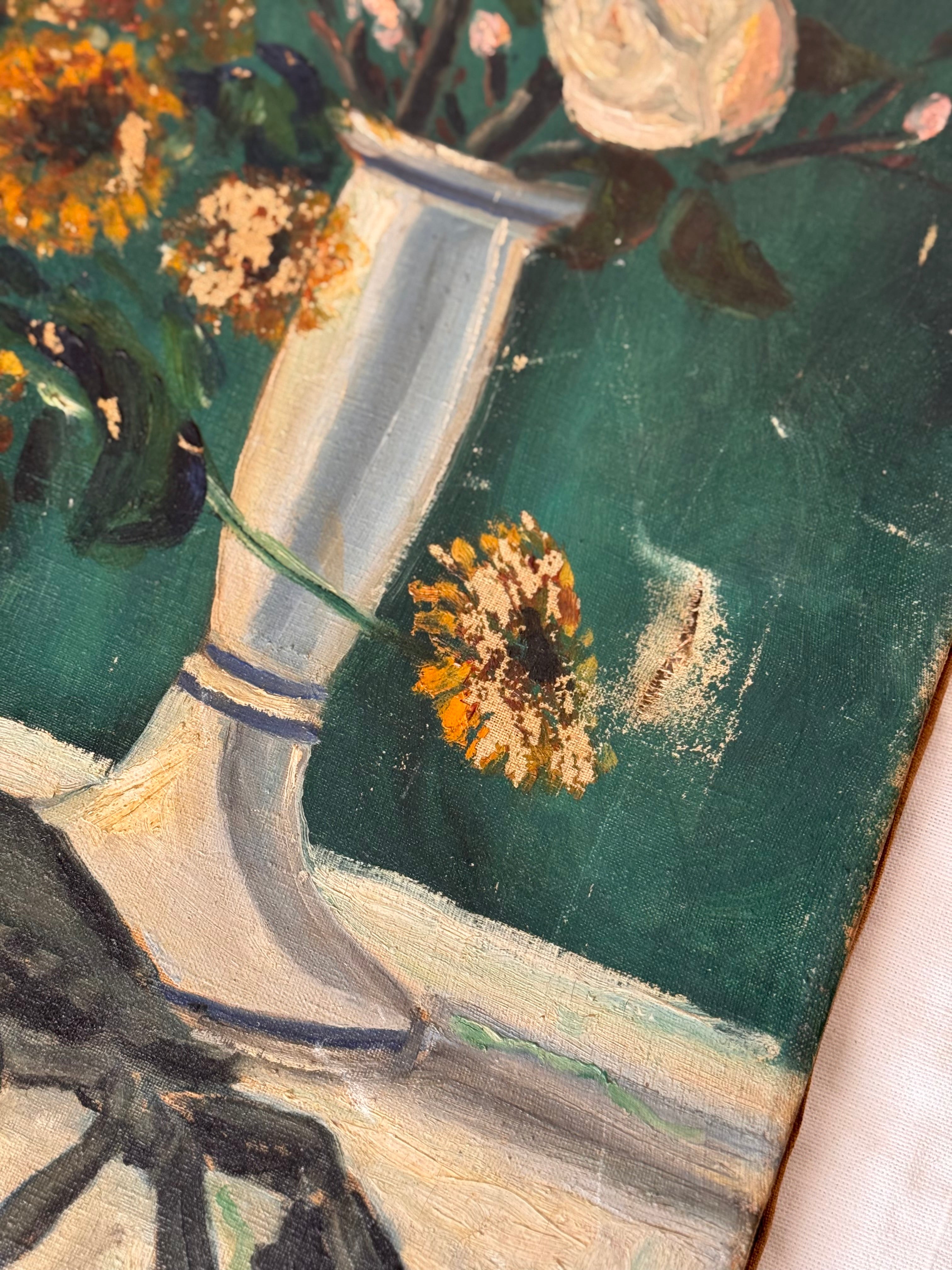 1928 Post-Impressionist Still Life with Flowers and Crab