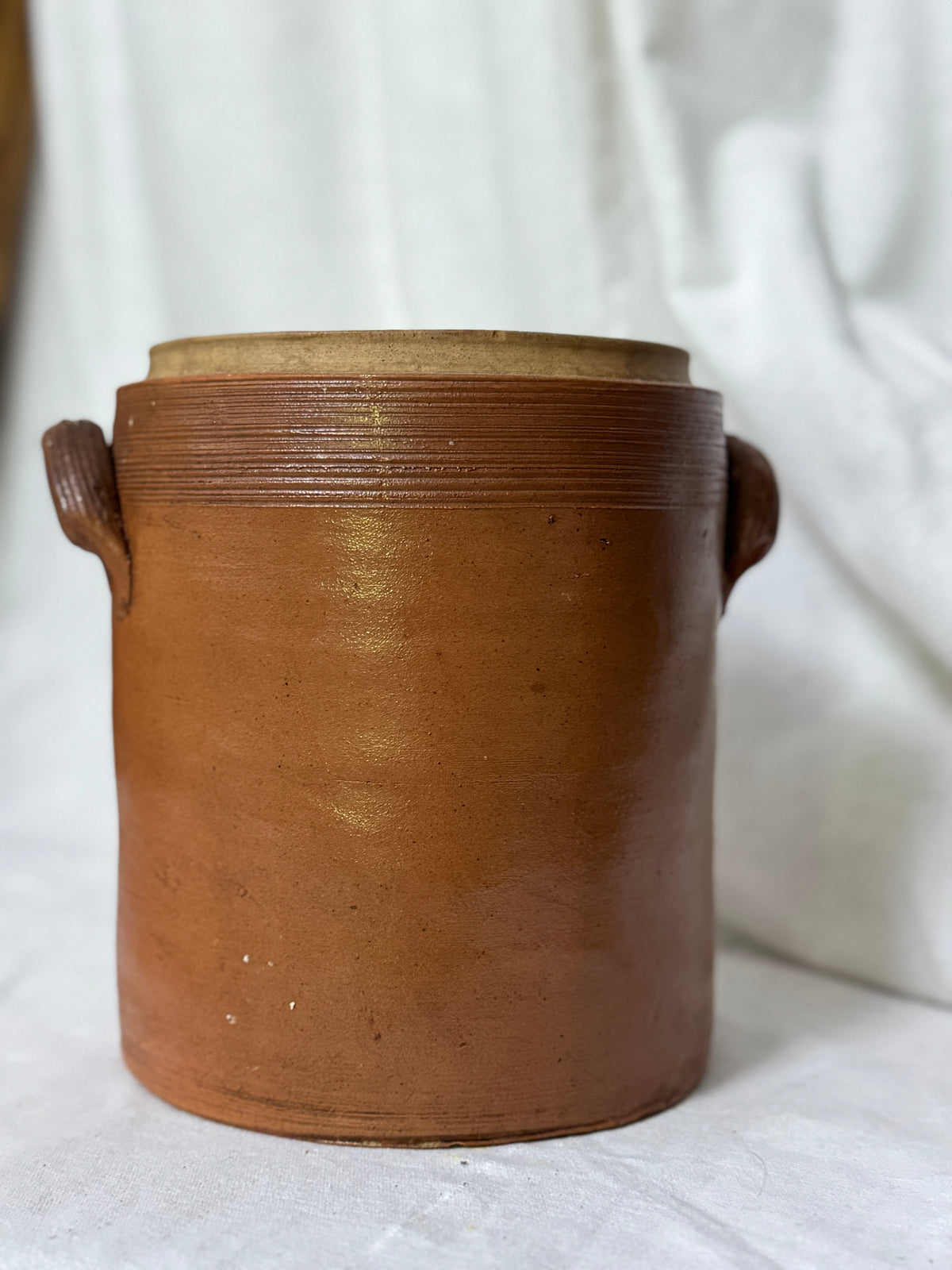 Antique French Confit Pot with Ear Handles, Large