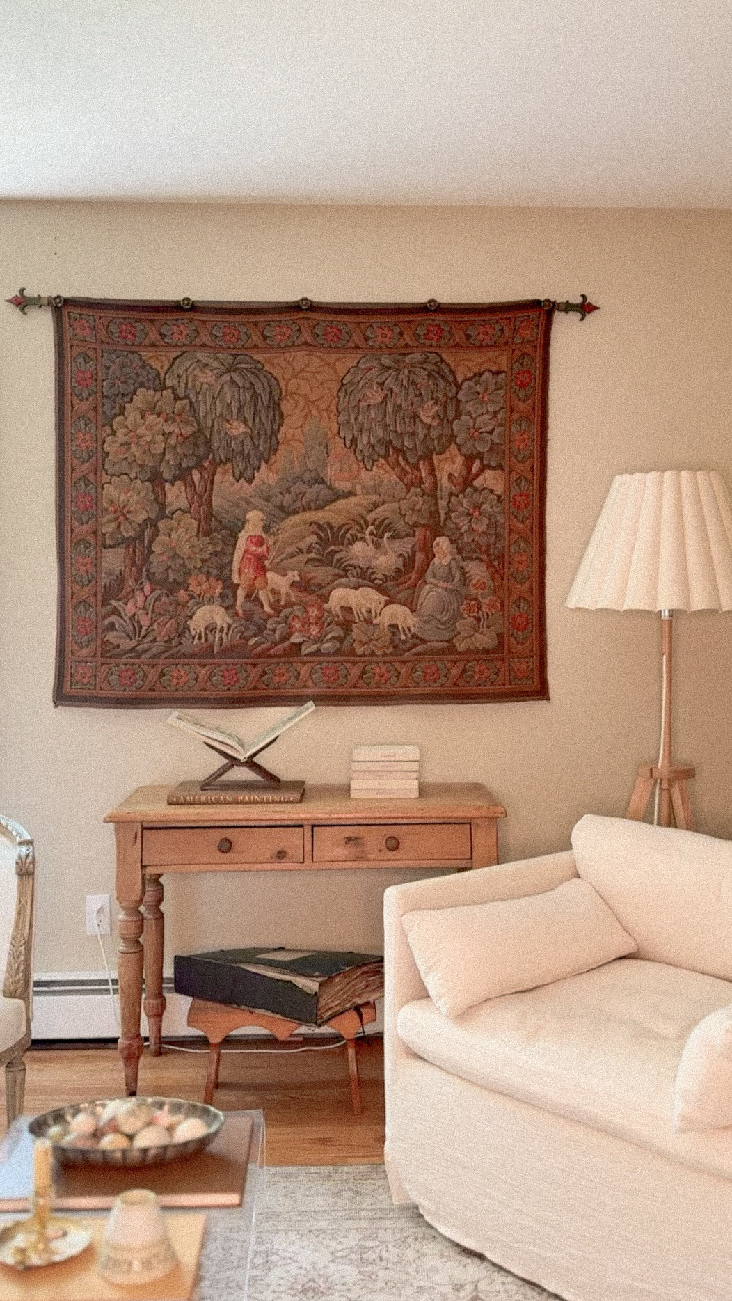 (Rod shipping) Jacquard-Woven Pastoral Tapestry