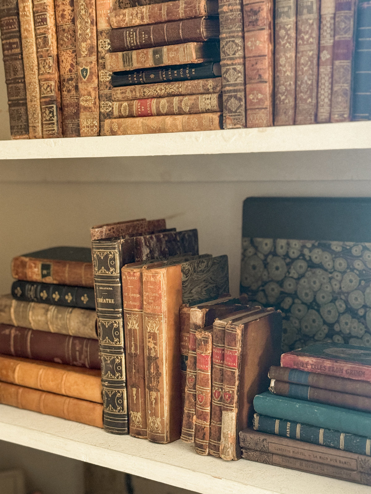 Antique French Leather Book Bundle, Set of Five, 17th to 19th Century
