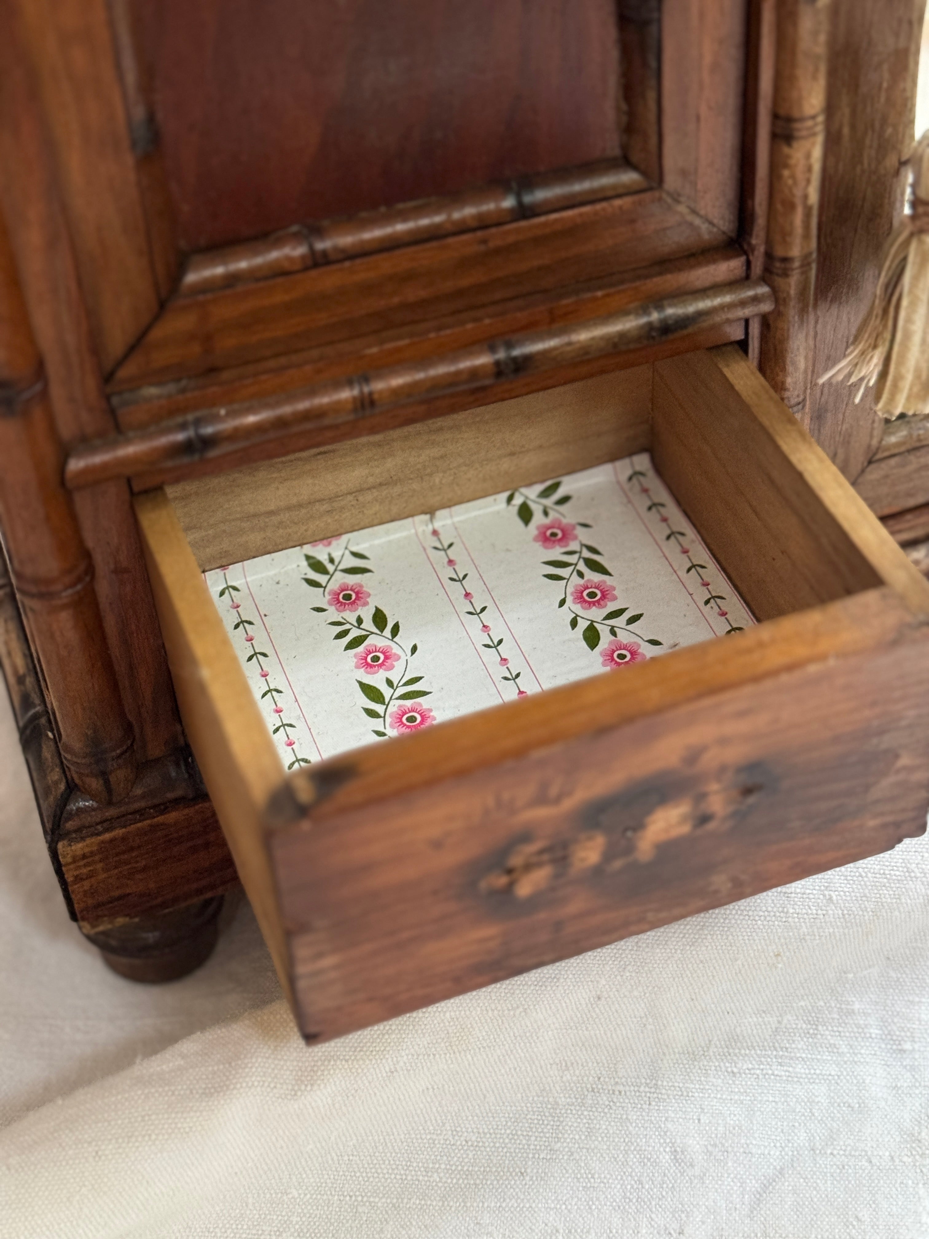 Antique French Faux-Bamboo Miniature Armoire, Belle Époque