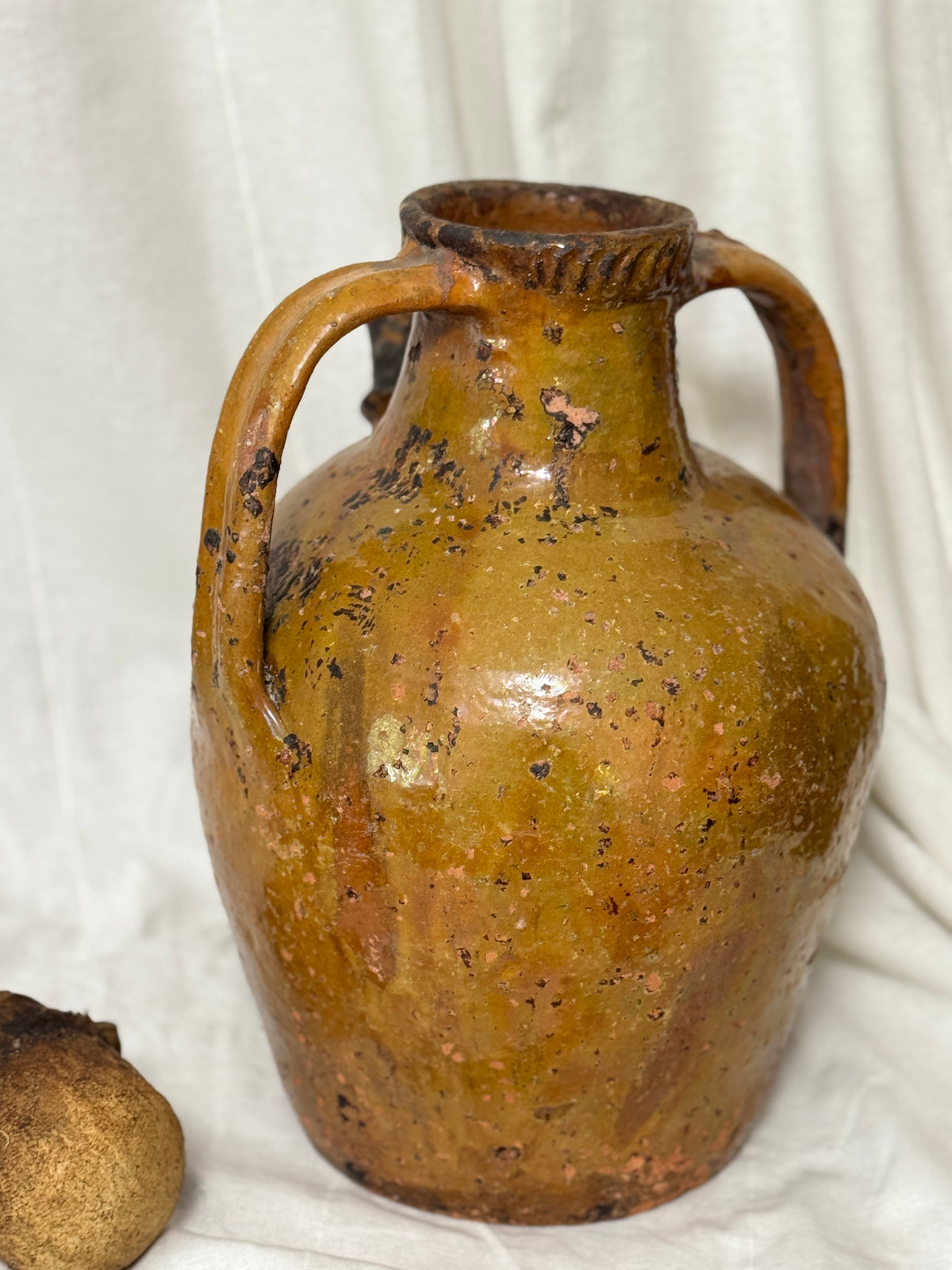 Antique French Walnut Oil Jug, Mélard à Bec, Original Stopper