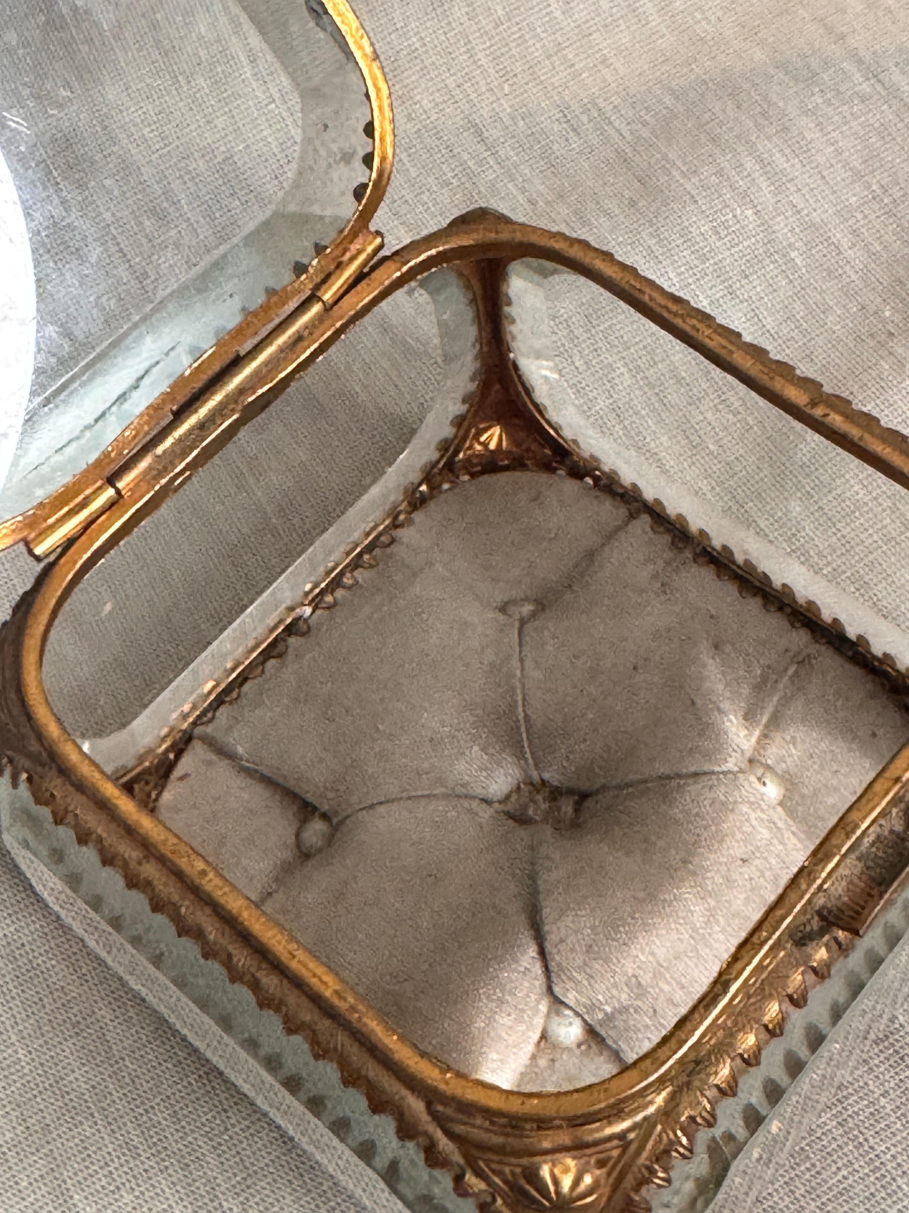 19th c ormolu and glass jewelry casket