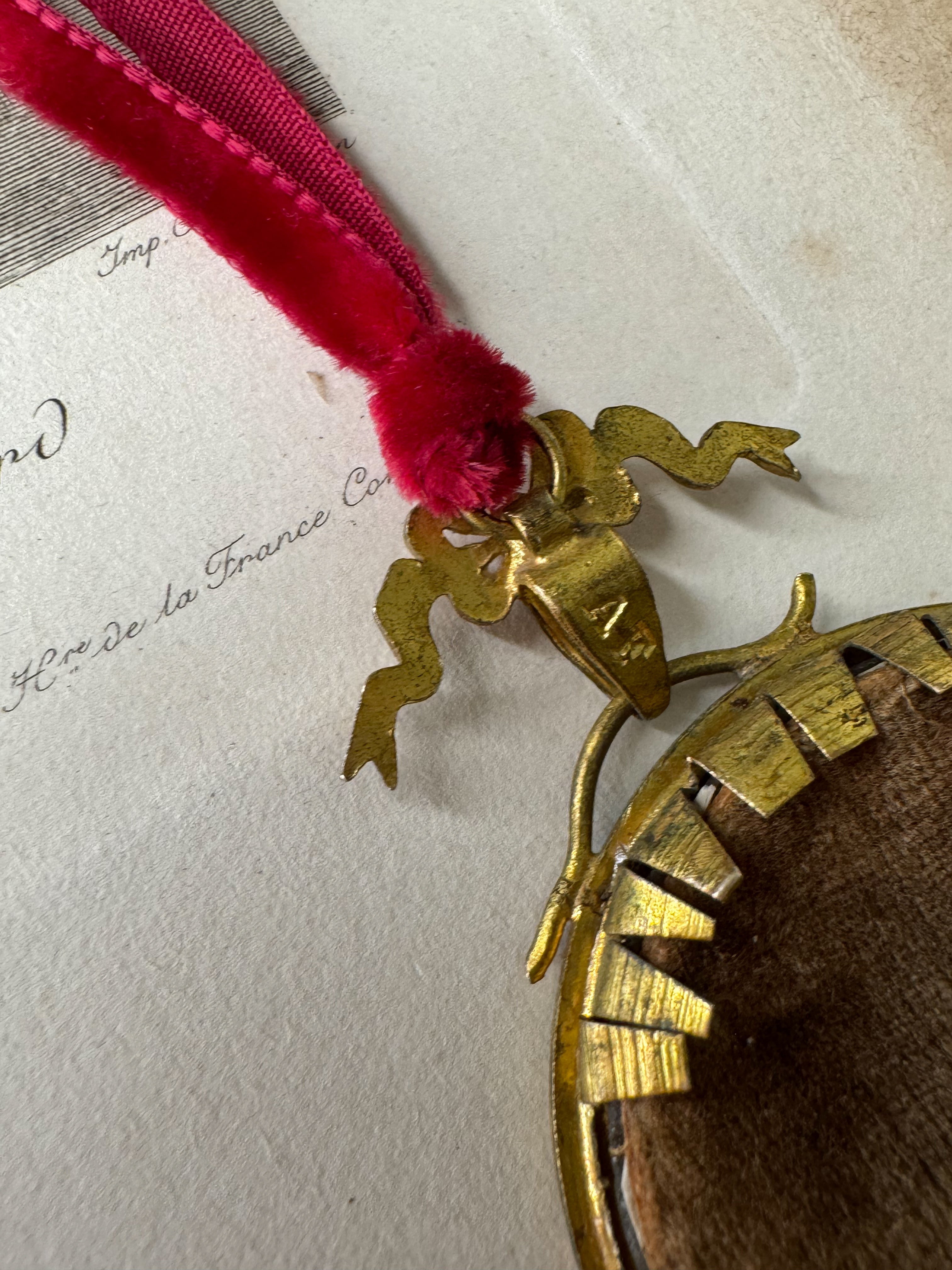 Antique French Painted Miniature Lapel Frame Ornament