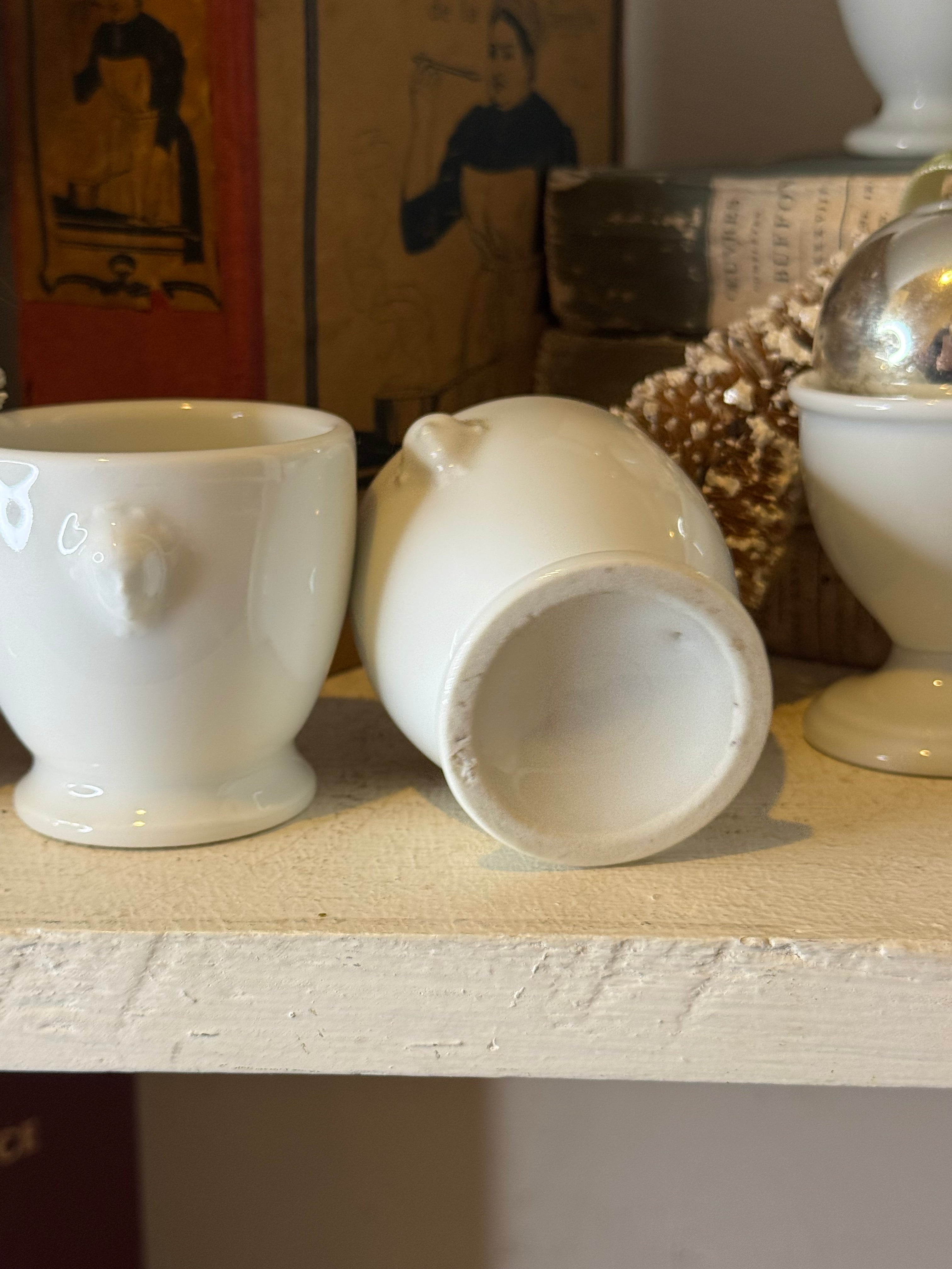 Vintage Set of French Ironstone Bouillon Cups