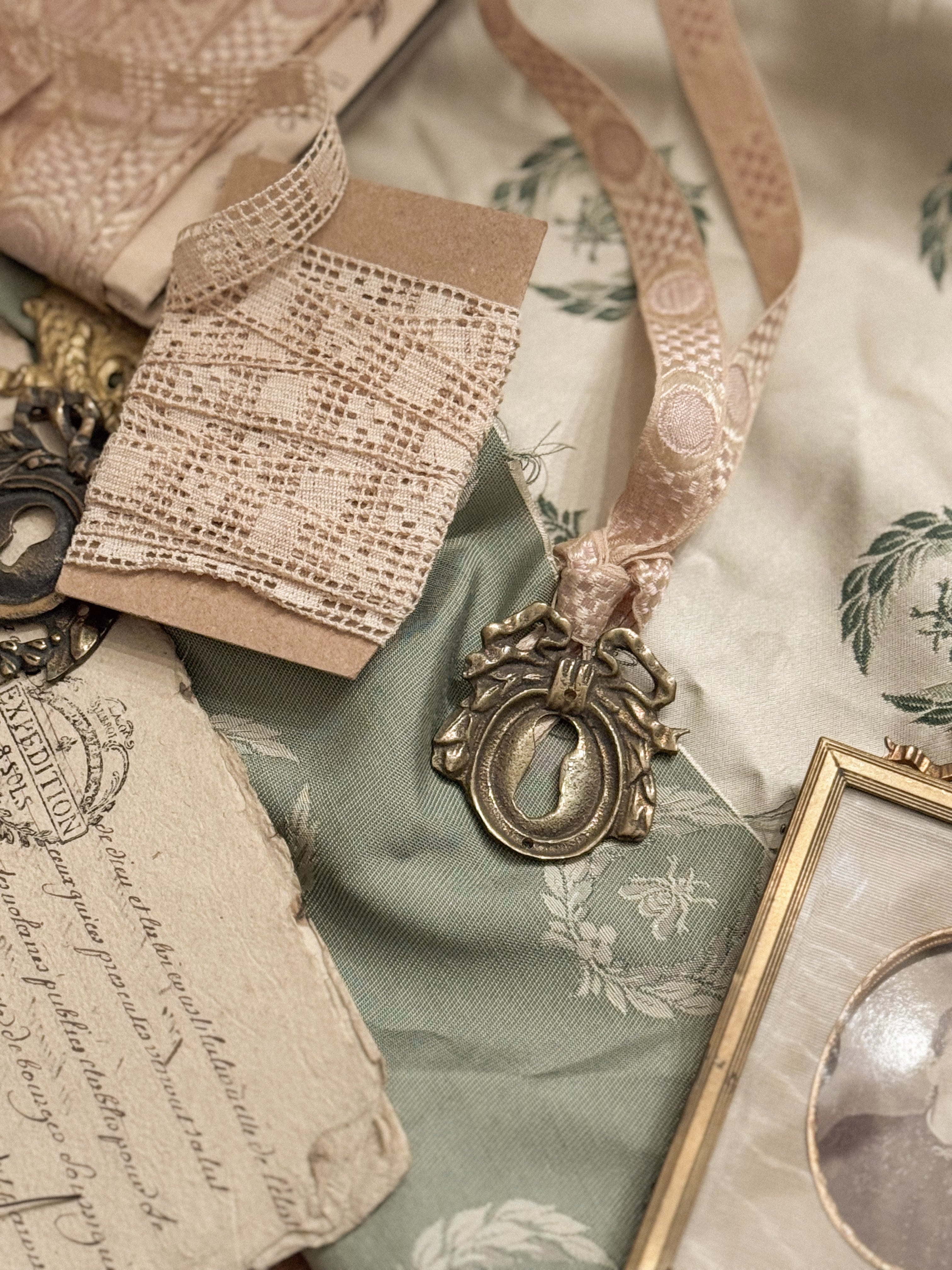 Antique Silk Moiré Frame Ornament