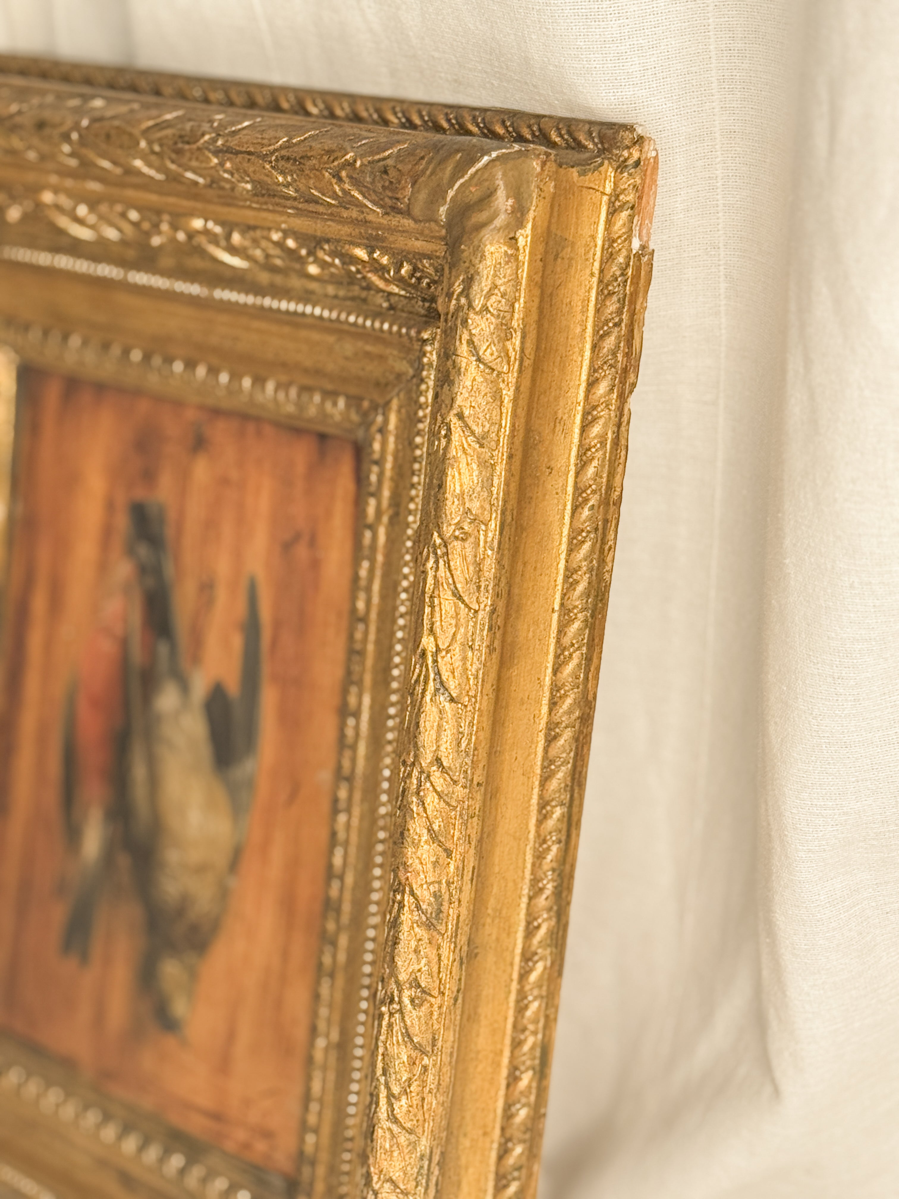 Antique Game Still Life Oil in Gilt Frame
