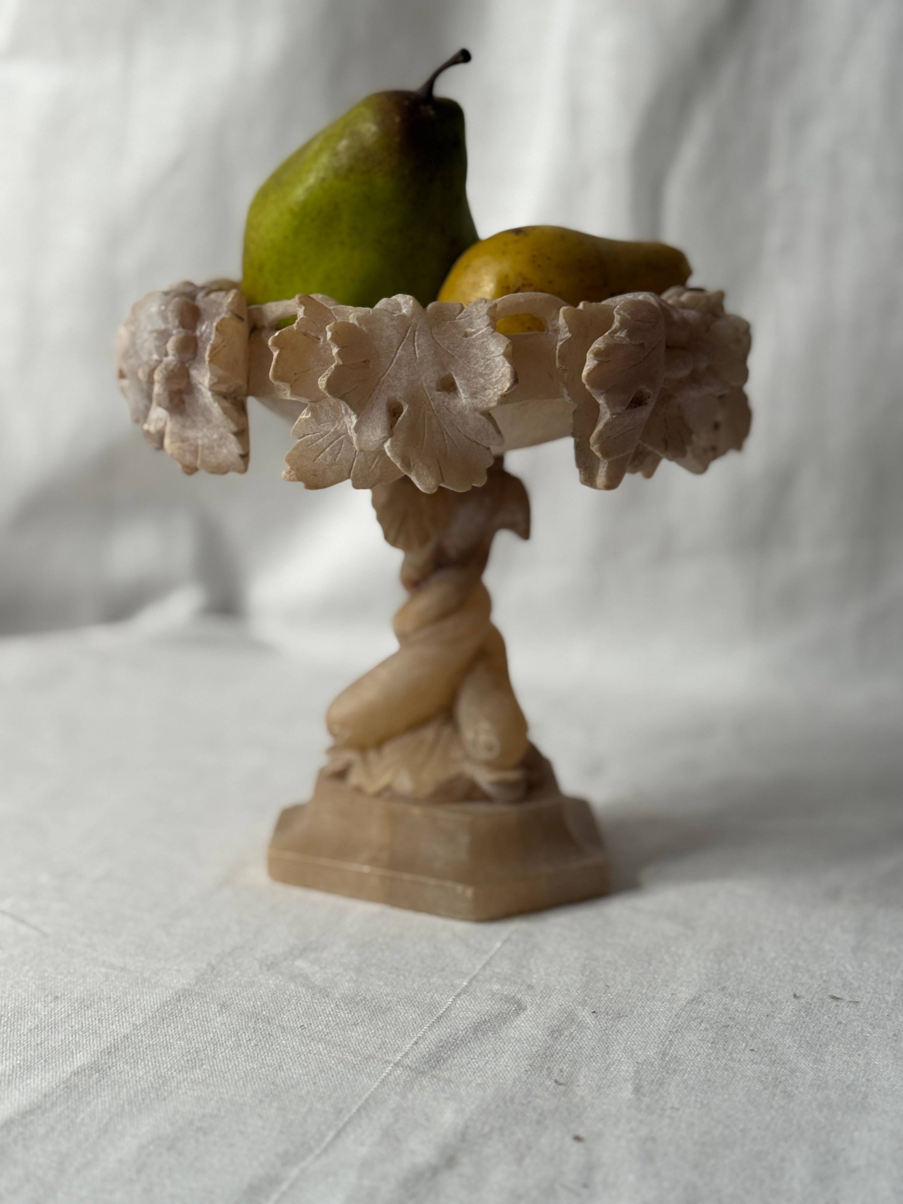 Antique Italian Volterra Alabaster Tazza, Bacchic Decoration, late 19th c.