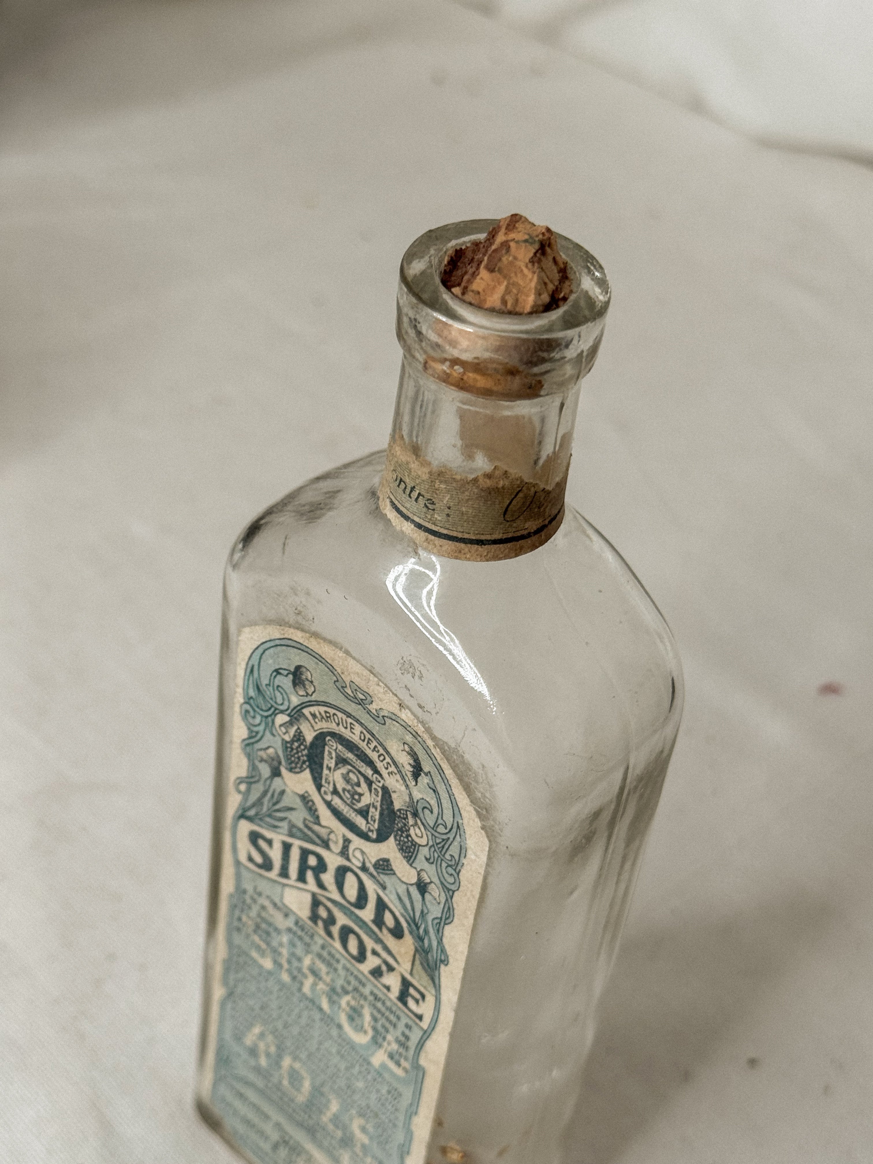Antique French Apothecary Bottle — Sirop Roze
