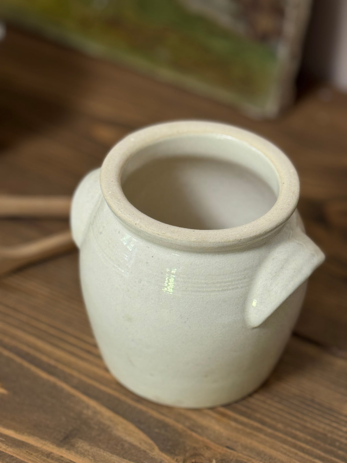 Antique French Confit Pot with Ear Handles, Small
