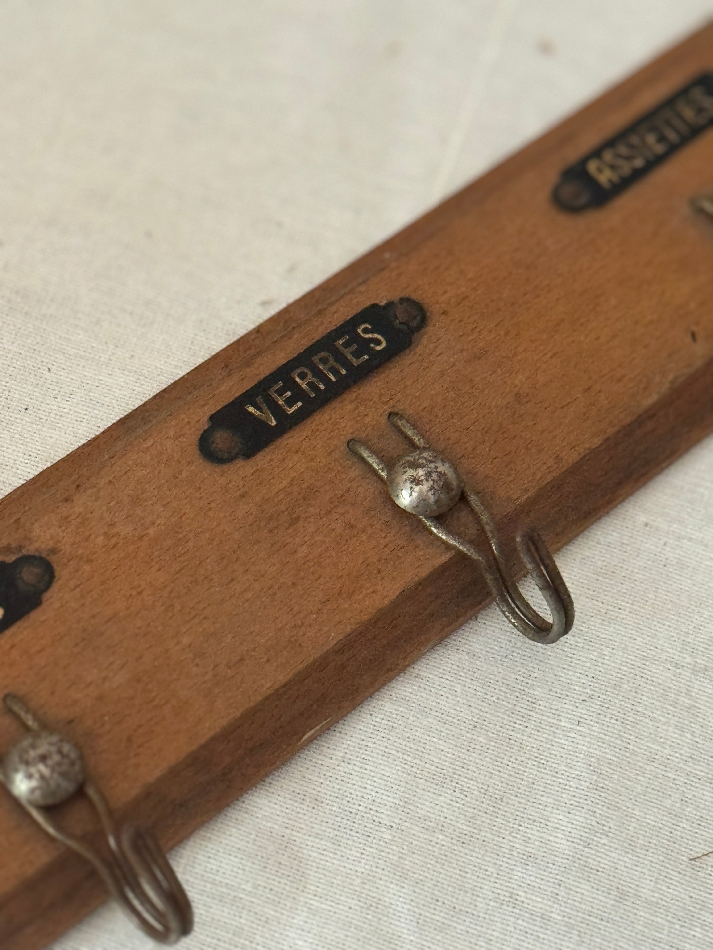 Antique French Labeled Towel Rack, Early 20th Century