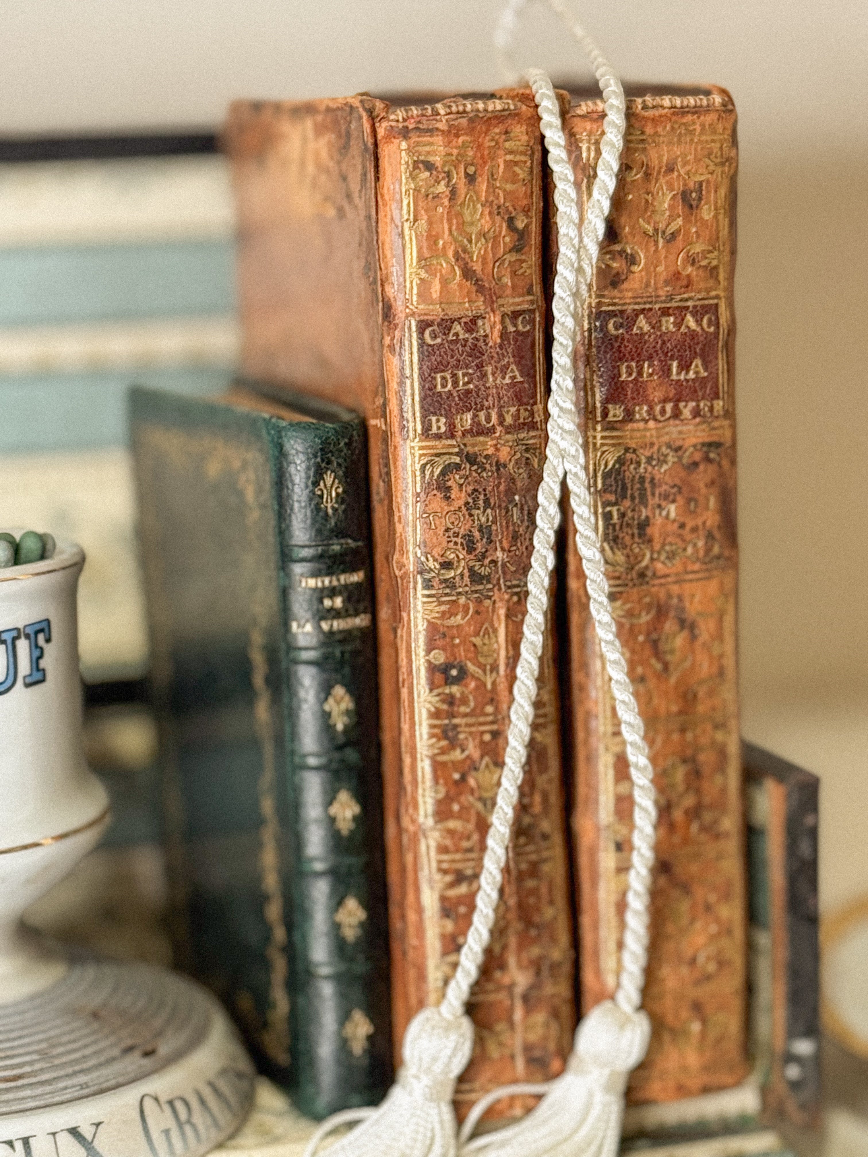 Set of 18c leather books