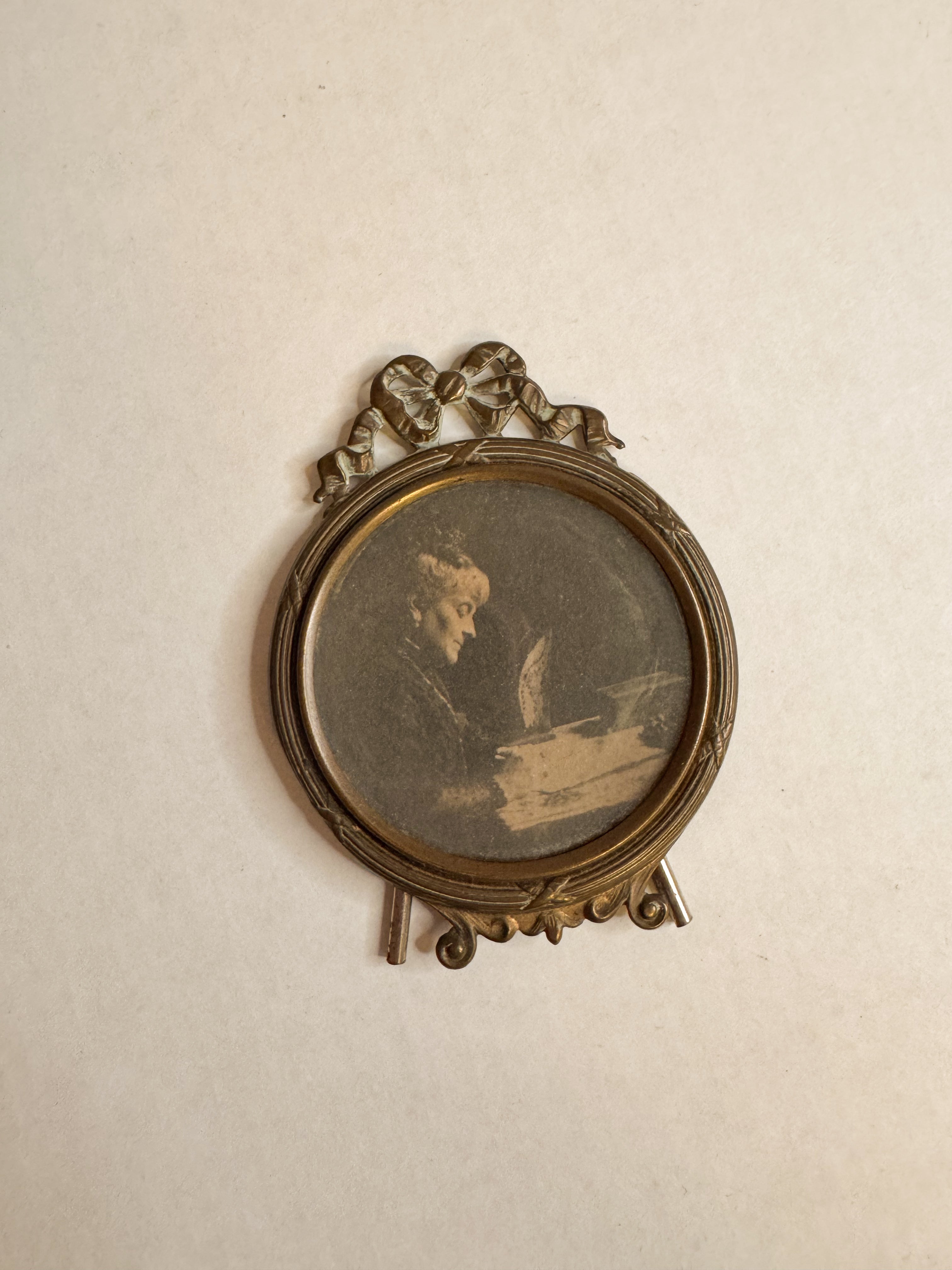 antique mini art nouveau brass frame