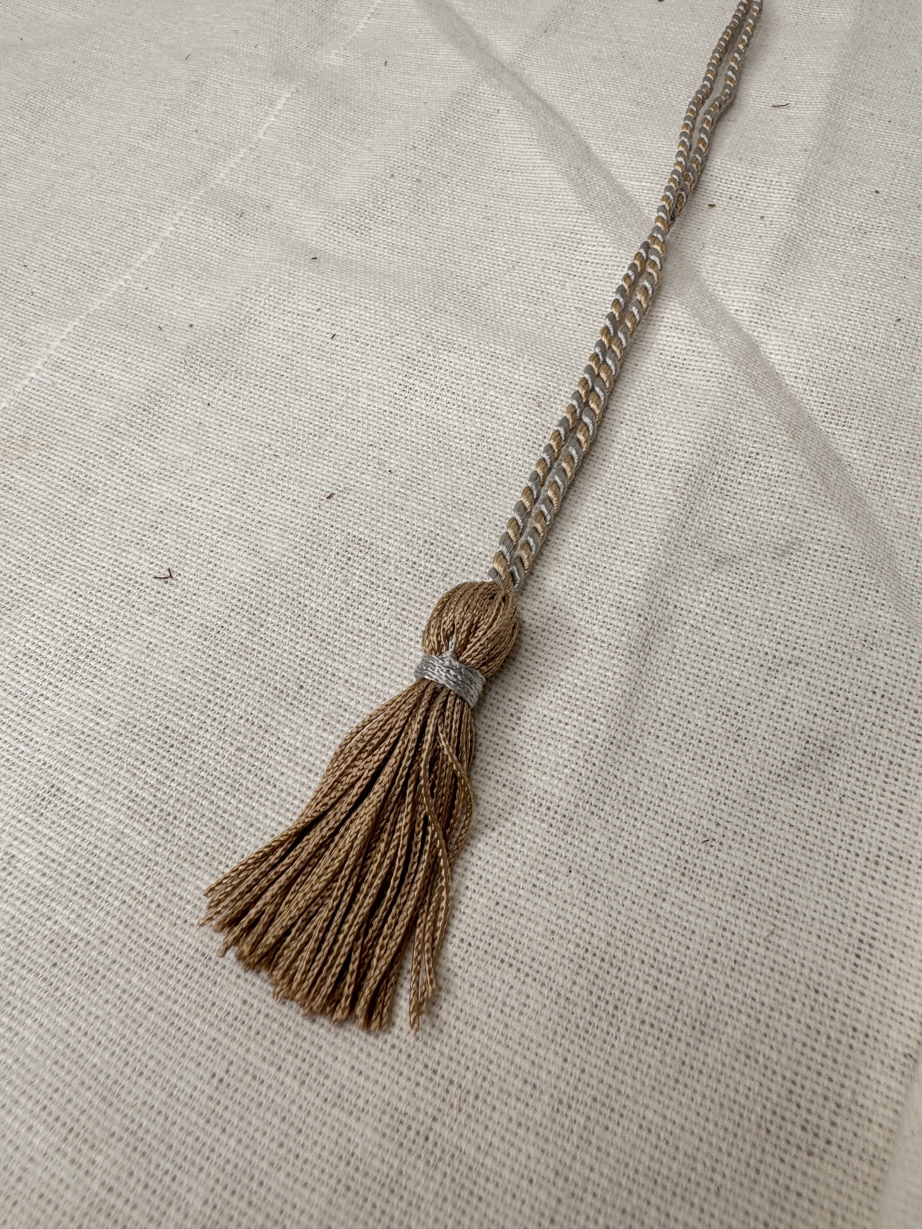 French Passementerie Tassel in Taupe & Silver